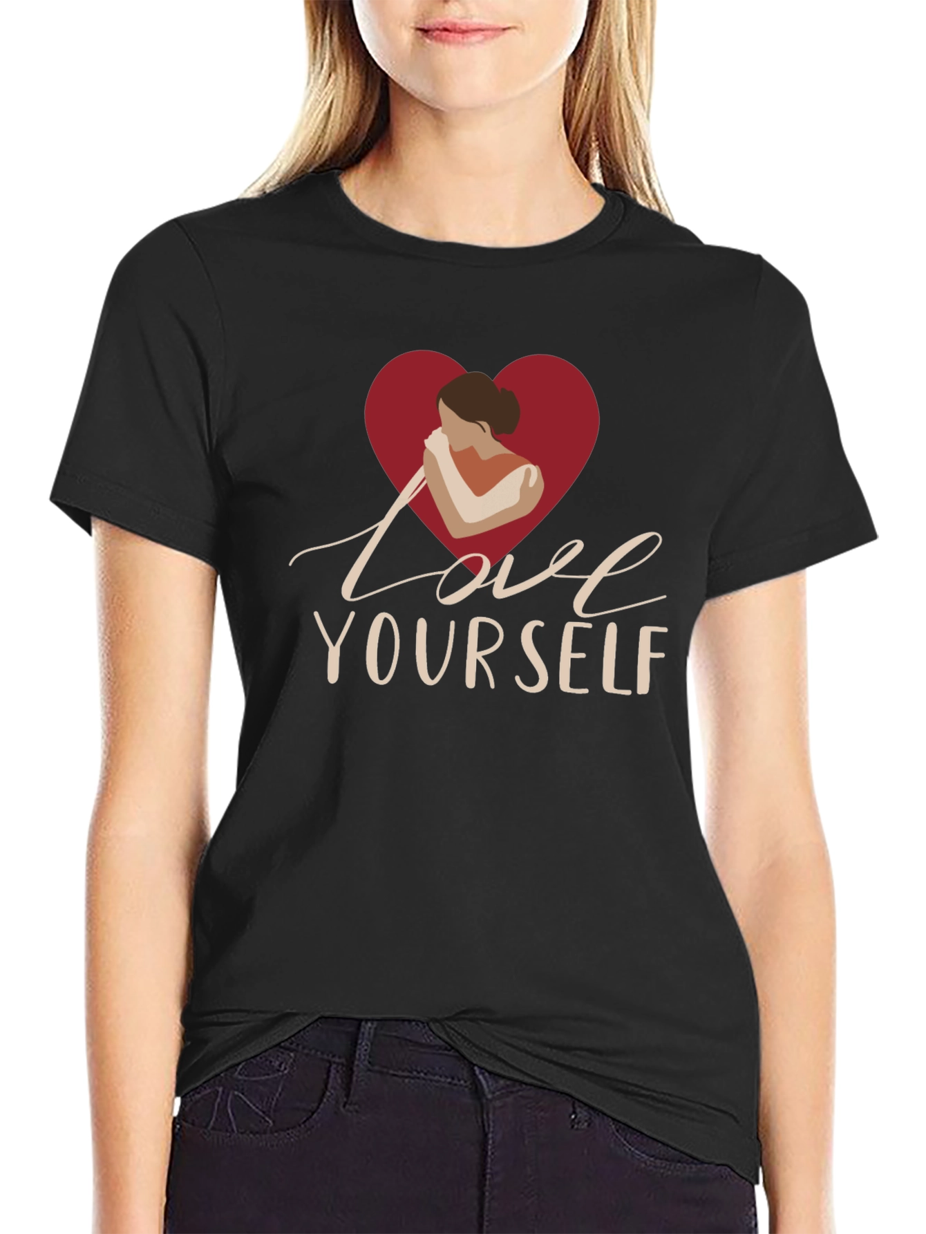 Love Yourself Graphic Print Black T-Shirt