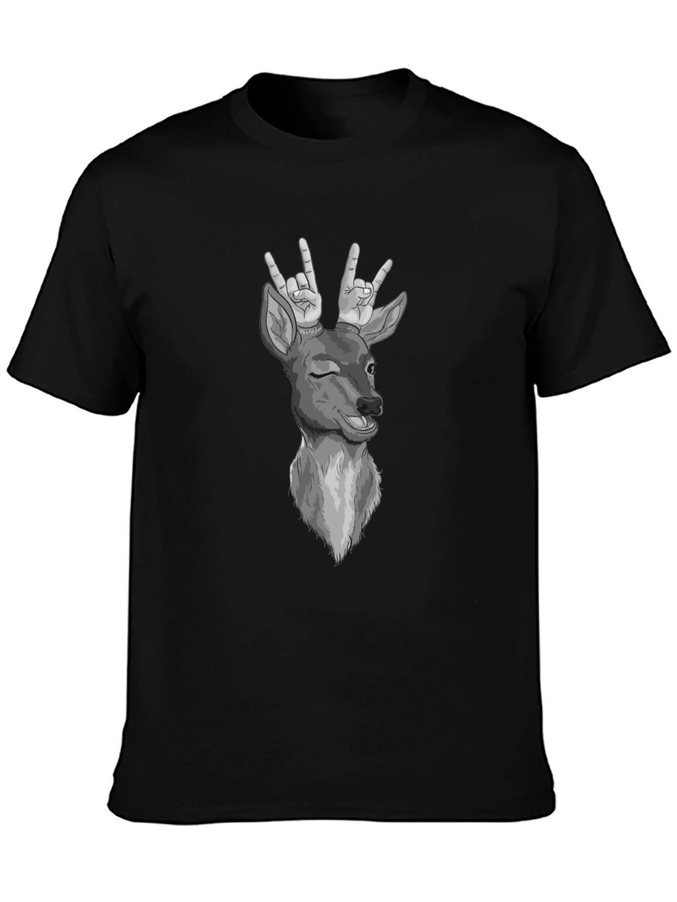 Funny Deer T-Shirt Rock On Graphic Tee