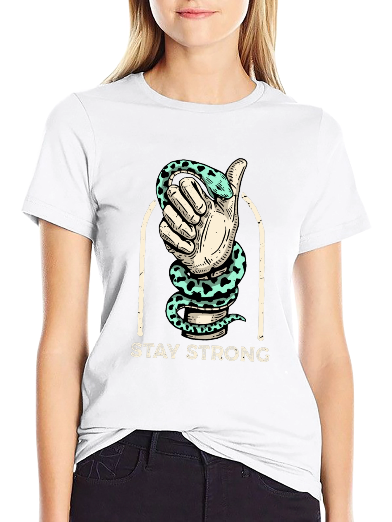 Stay Strong Snake Hand Graphic Tee
