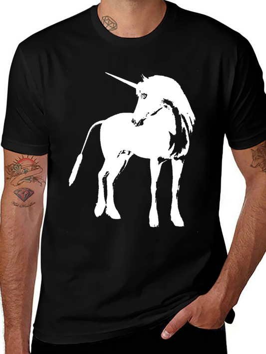 Unicorn Graphic Print Black Crew Neck Tee