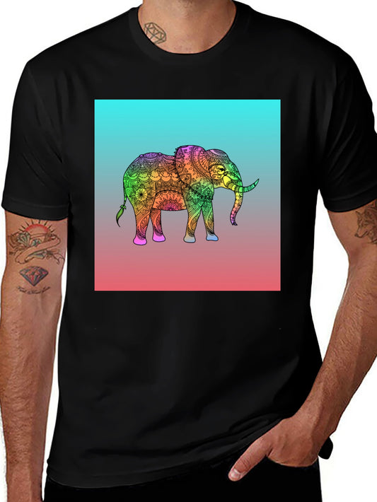 Elephant Mandala Graphic Tee - Black Cotton T-Shirt