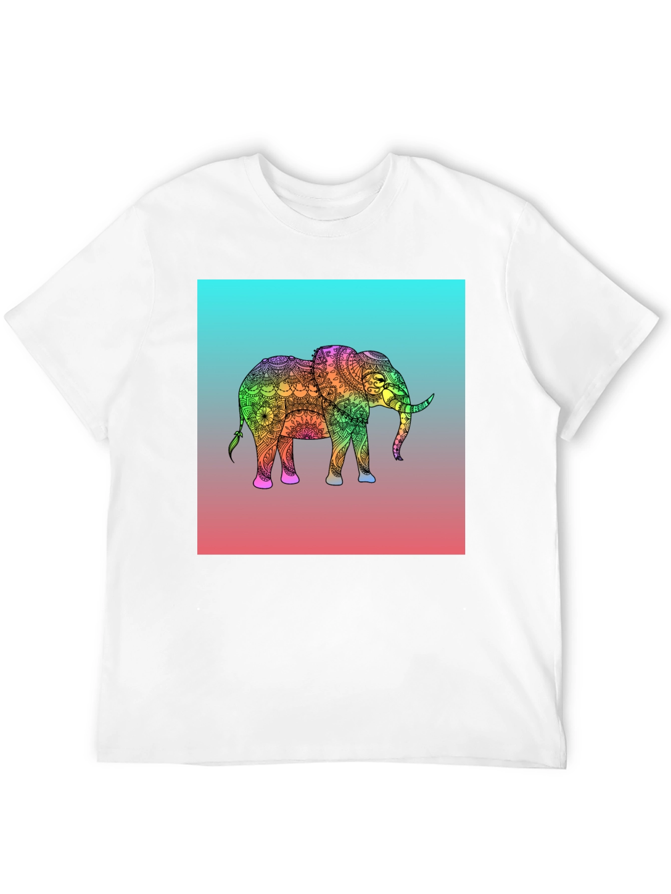 Elephant Mandala Graphic Tee - Black Cotton T-Shirt