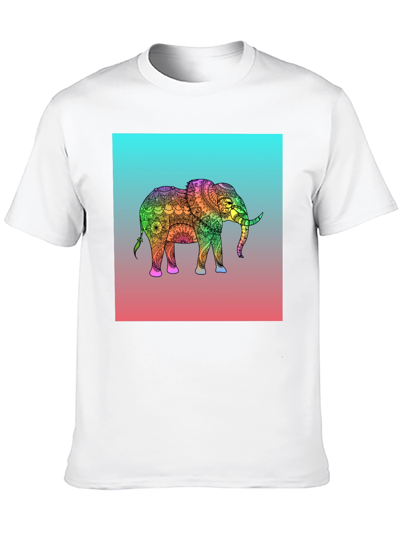 Elephant Mandala Graphic Tee - Black Cotton T-Shirt