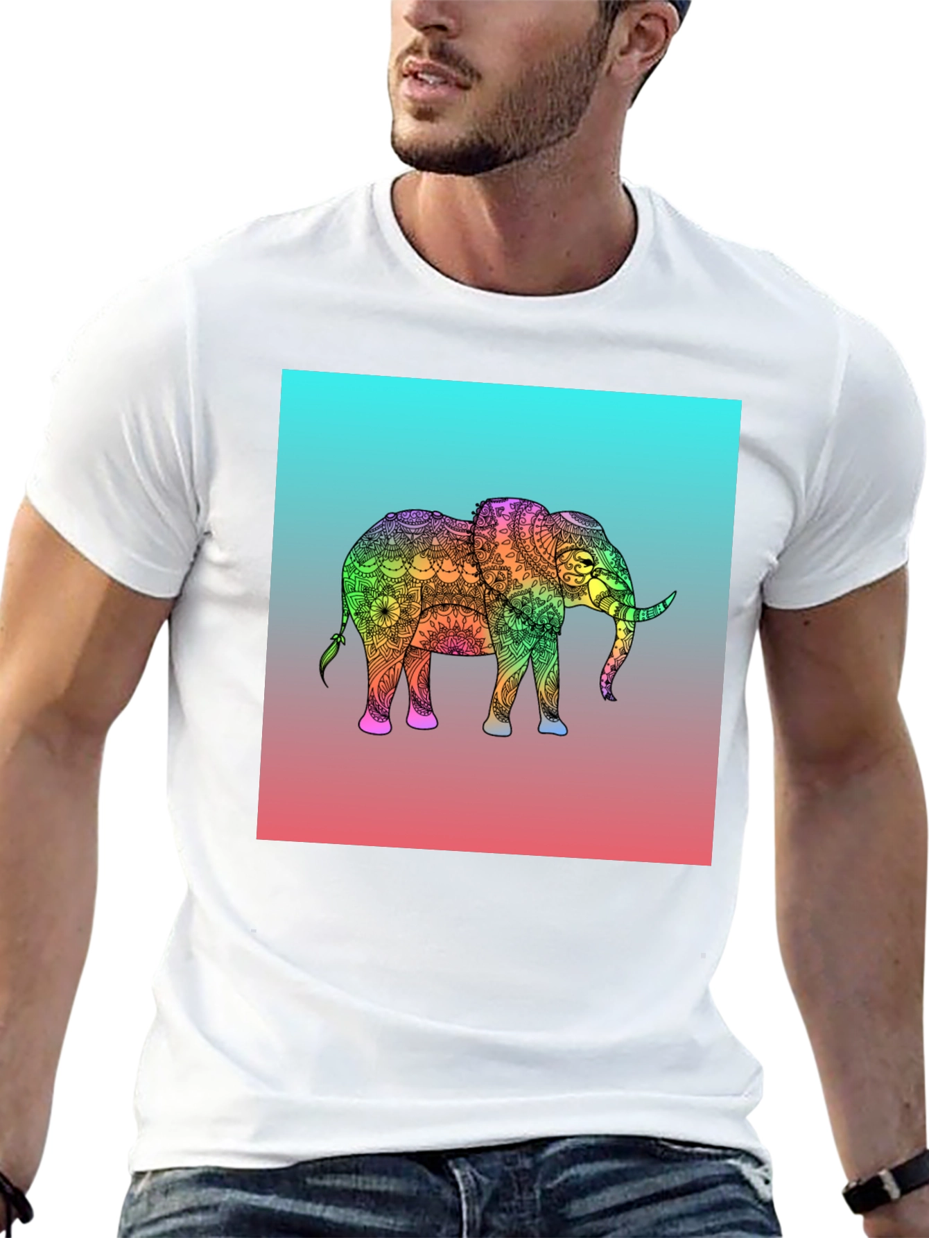 Elephant Mandala Graphic Tee - Black Cotton T-Shirt