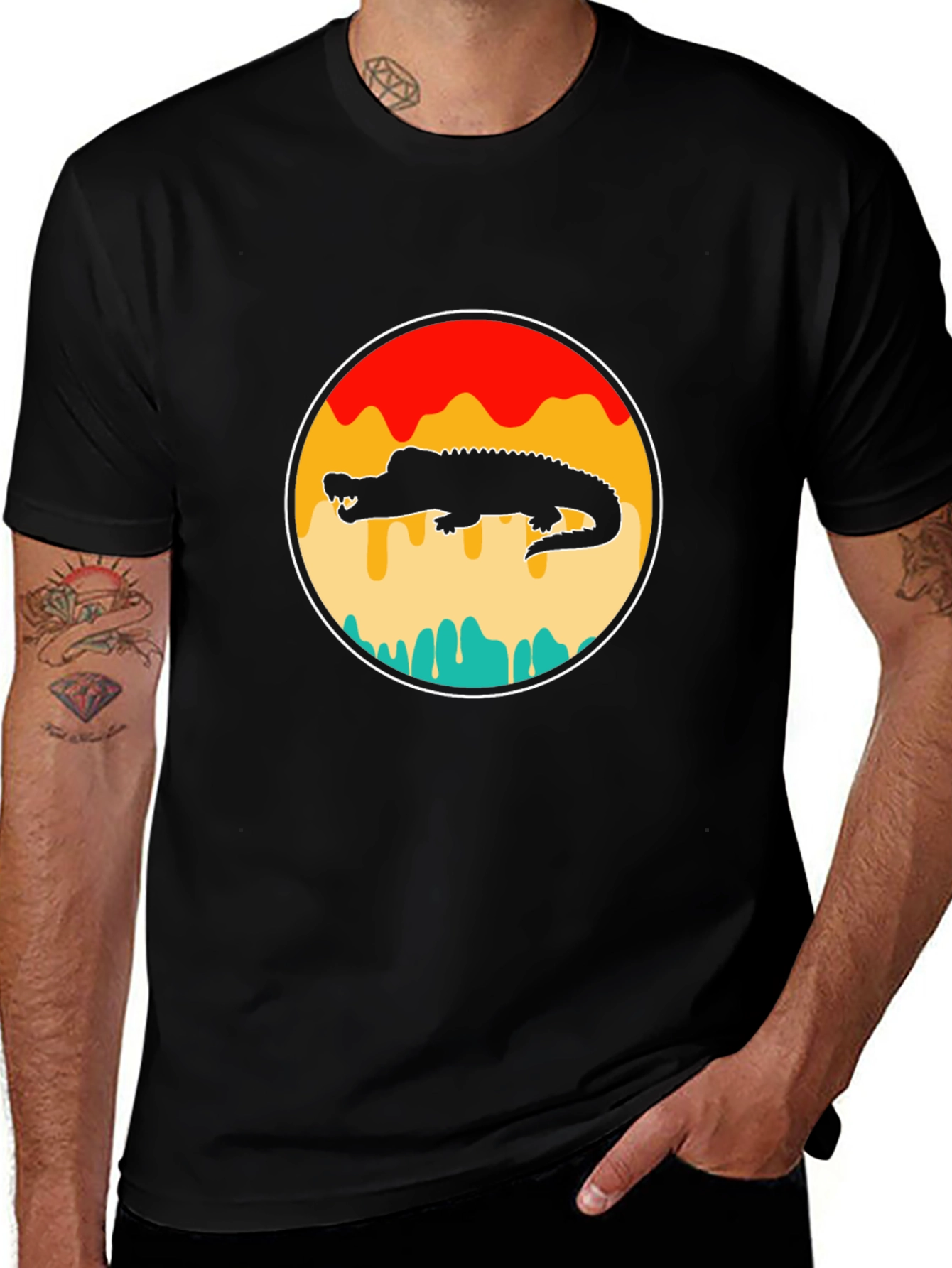 Retro Alligator Graphic Tee - Black