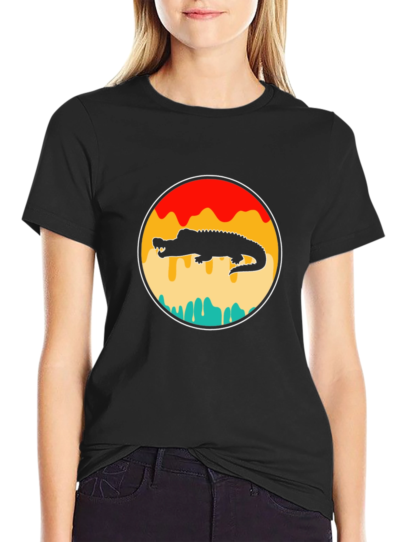 Retro Alligator Graphic Tee - Black
