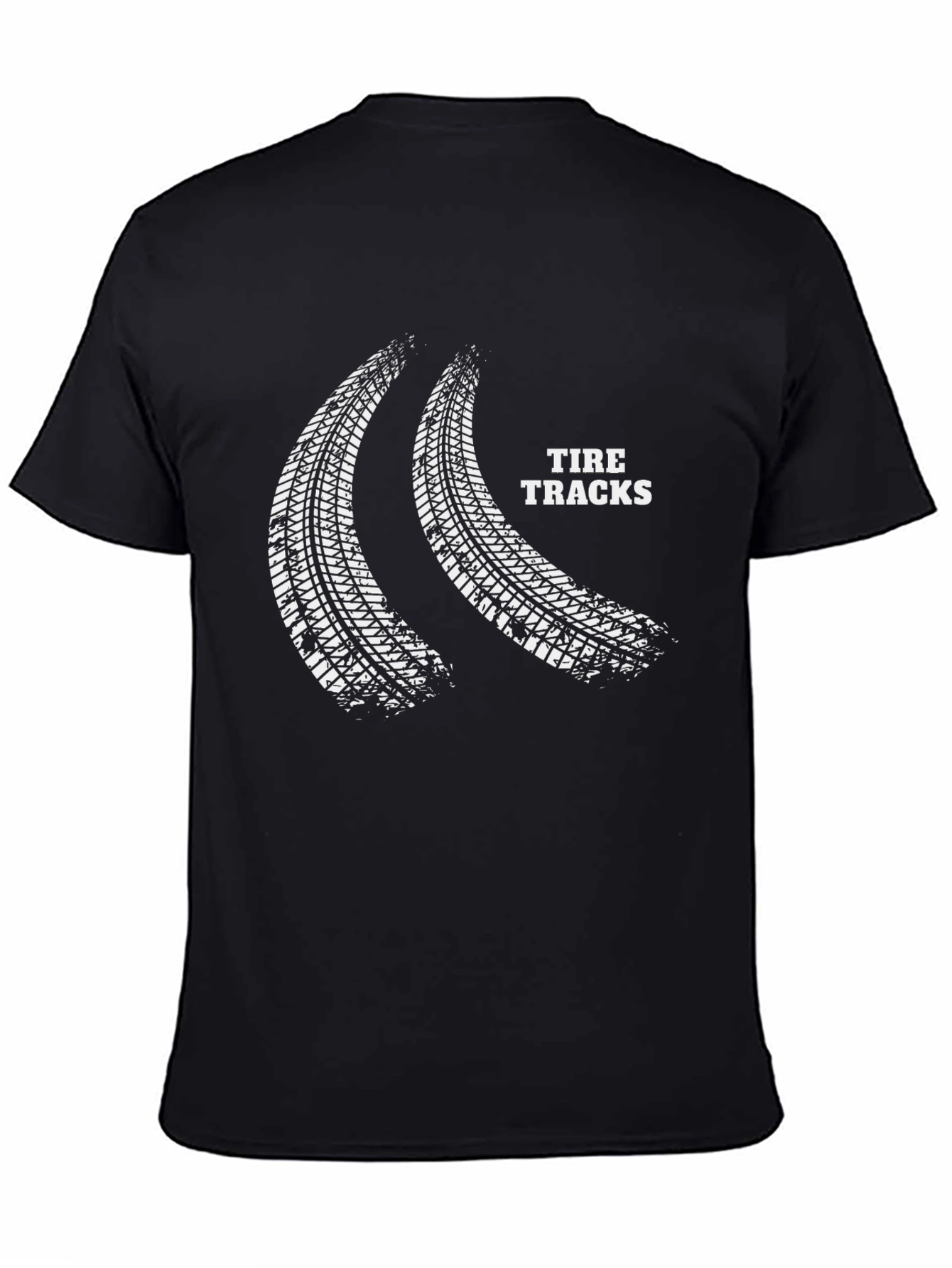 Tire Tracks Graphic Print Black T-Shirt
