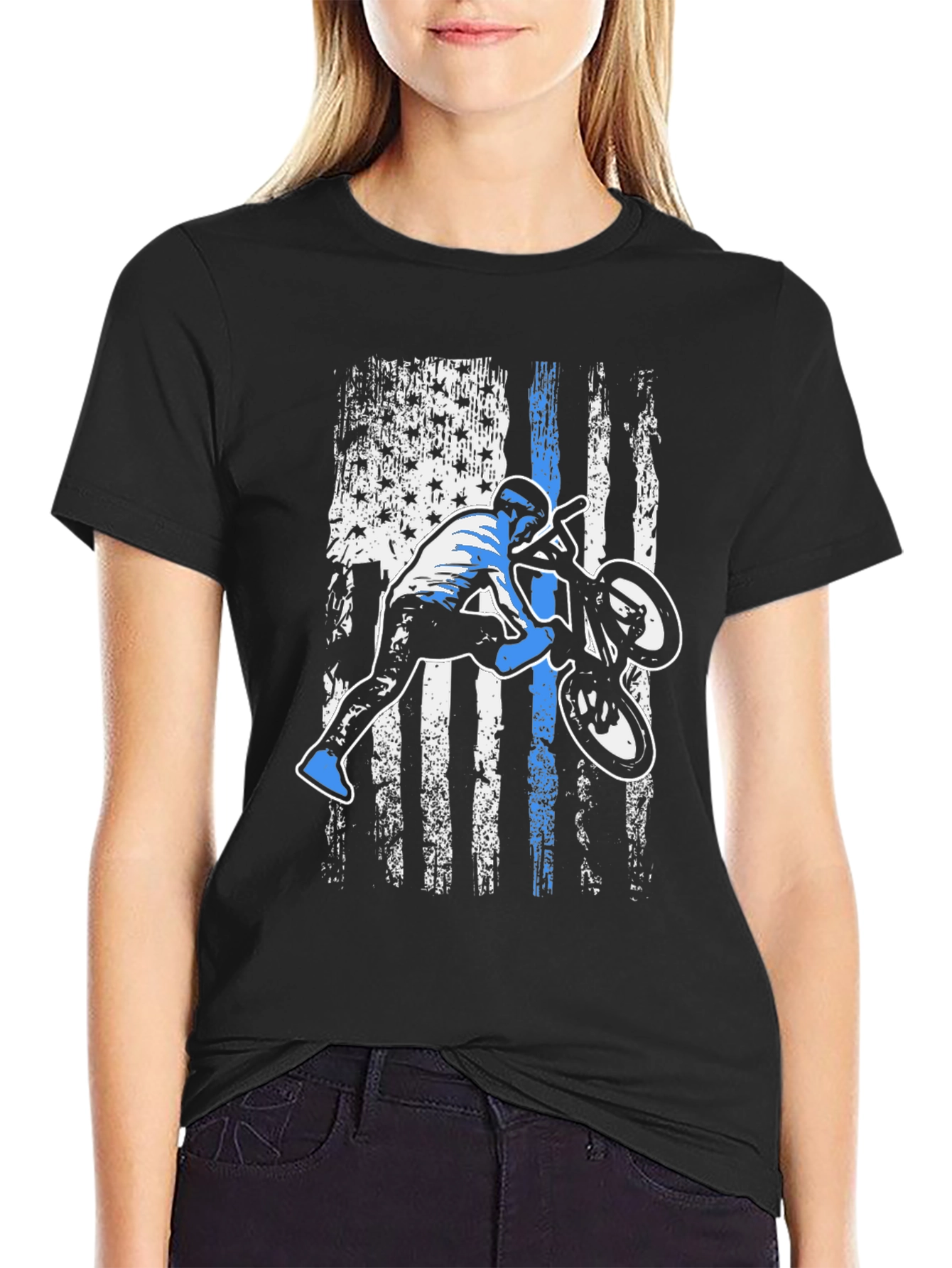 BMX Rider American Flag T-Shirt