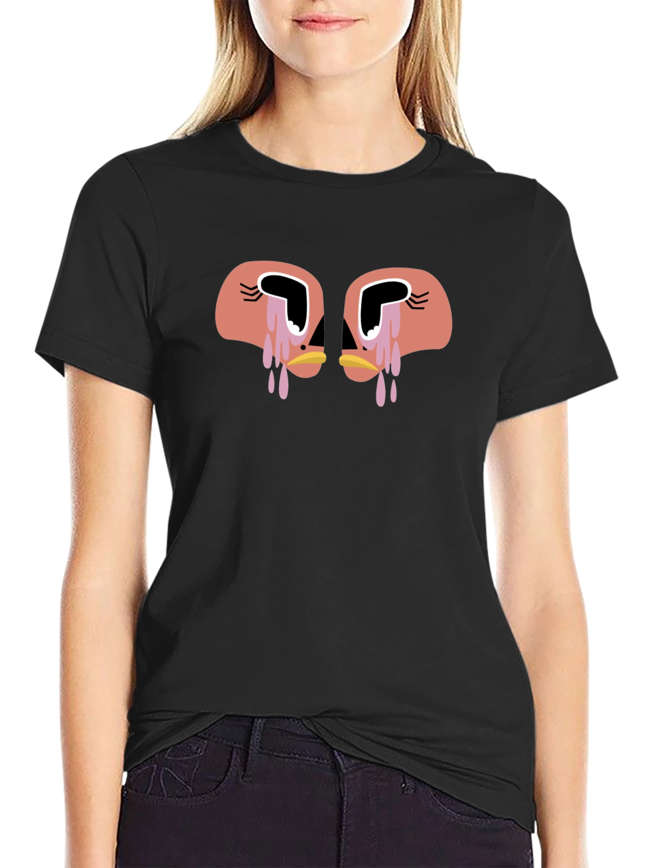 Tearful Faces Graphic Black Tee