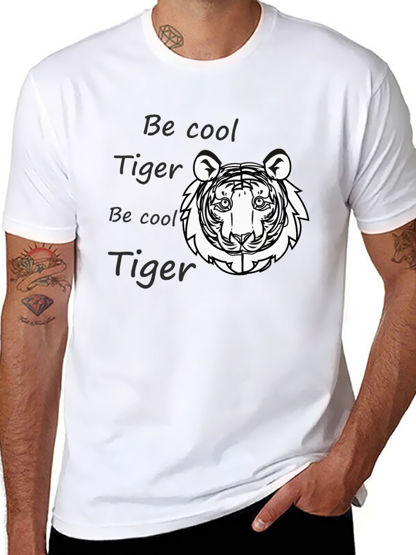 Cool Tiger Graphic Tee - Black Cotton Comfort