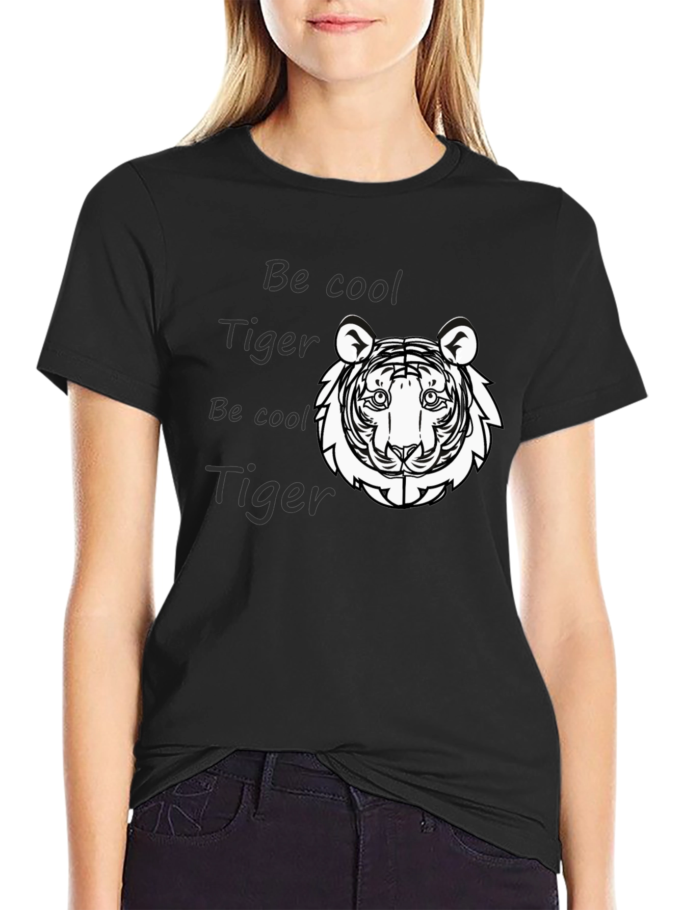 Cool Tiger Graphic Tee - Black Cotton Comfort