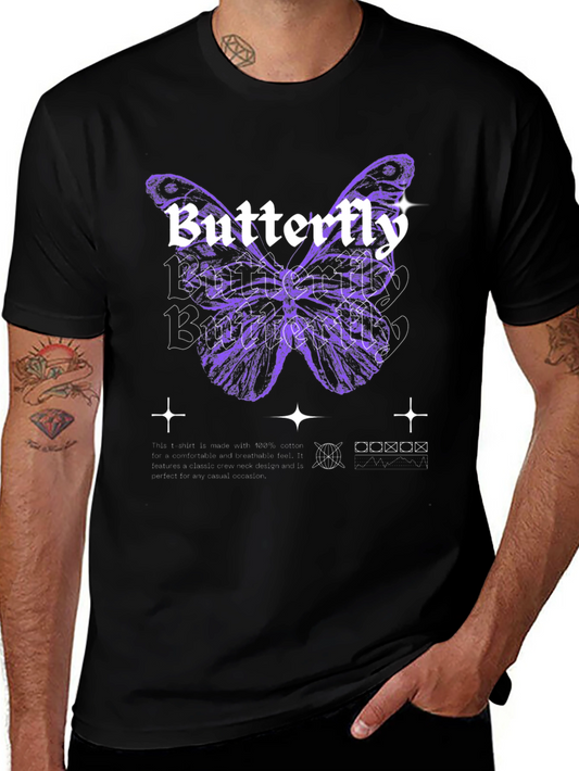 Butterfly Graphic Print Black T-Shirt