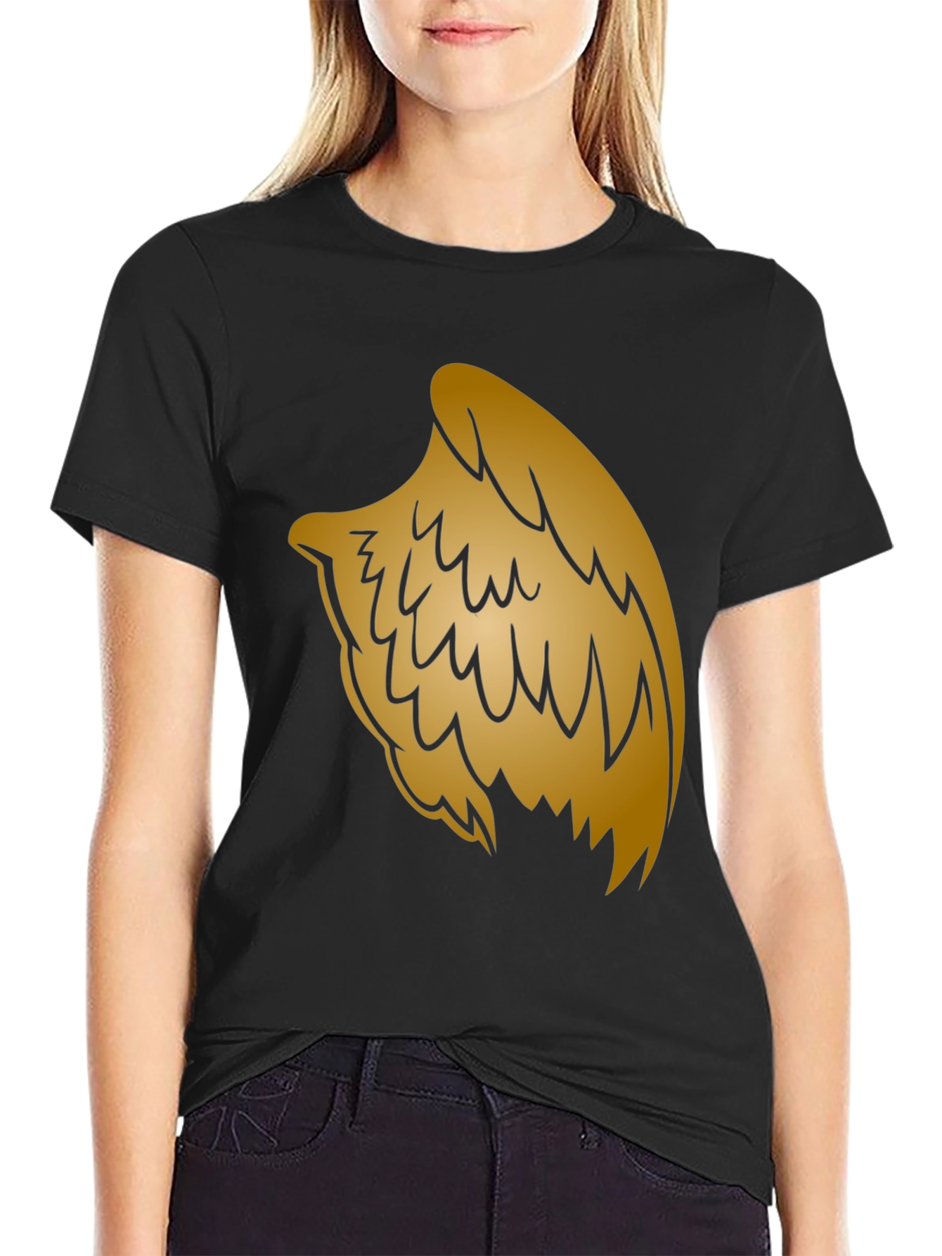 Golden Wing Graphic Black T-Shirt