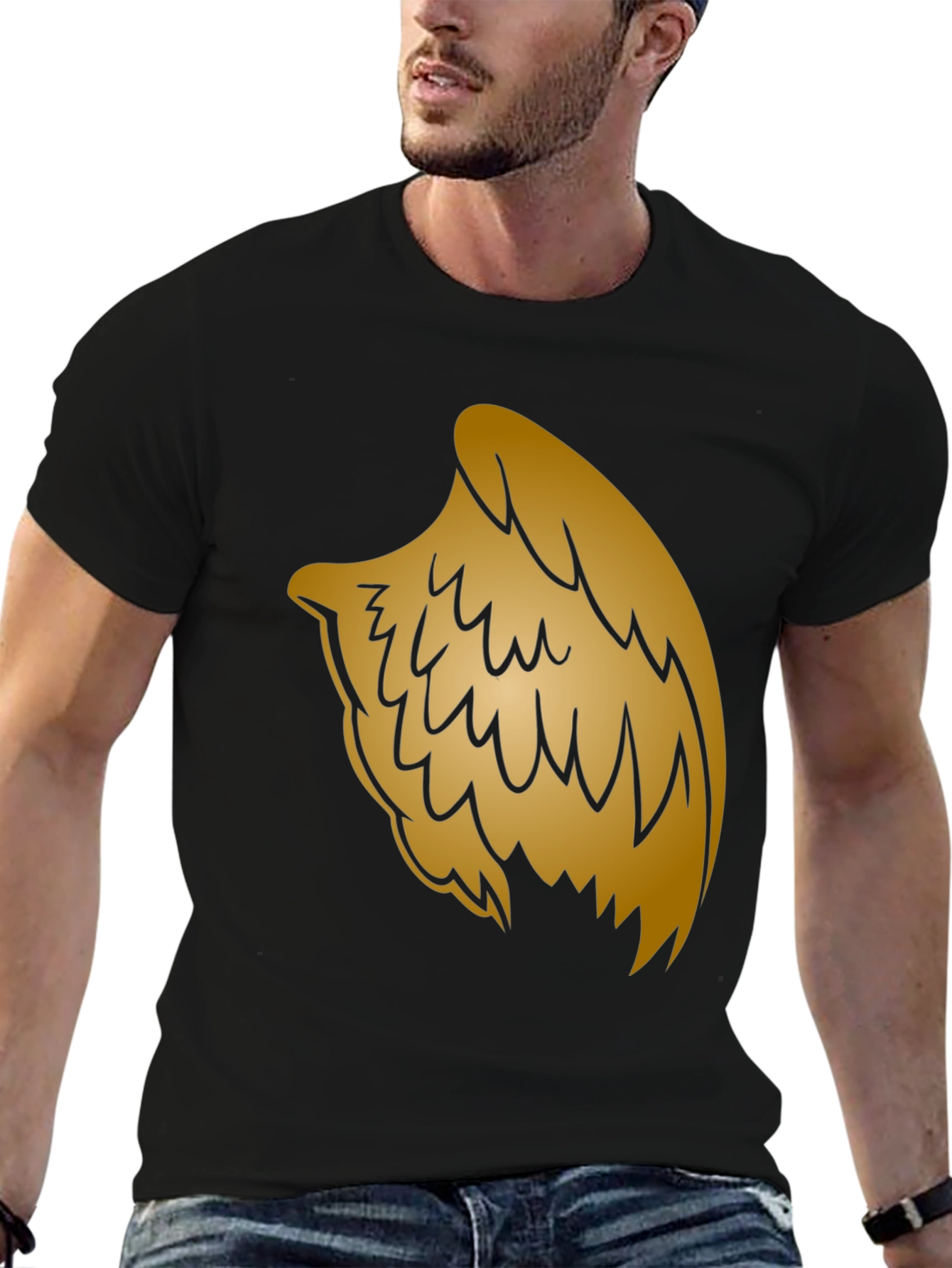 Golden Wing Graphic Black T-Shirt