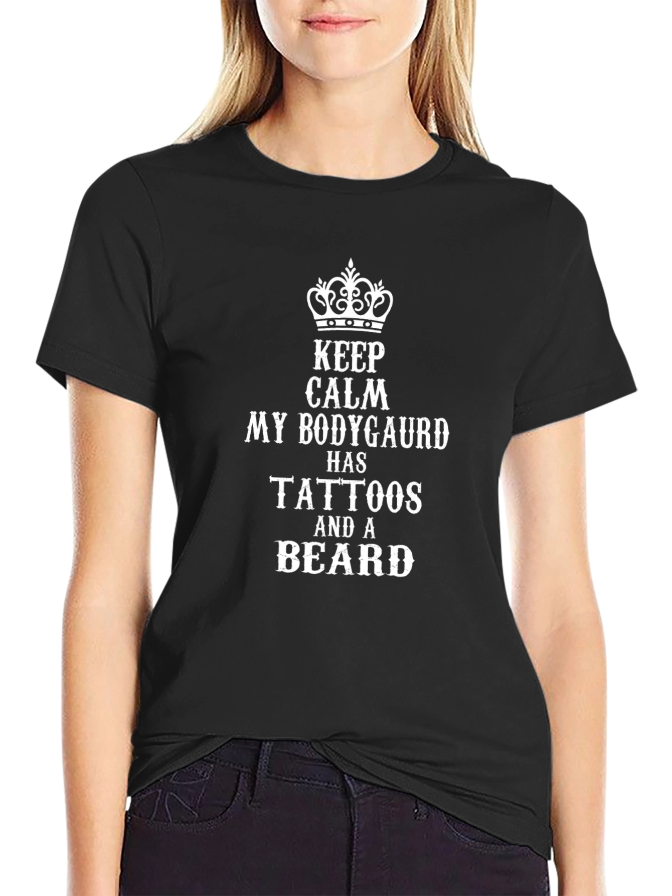 Keep Calm Bodyguard Tattoos Beard Graphic Tee