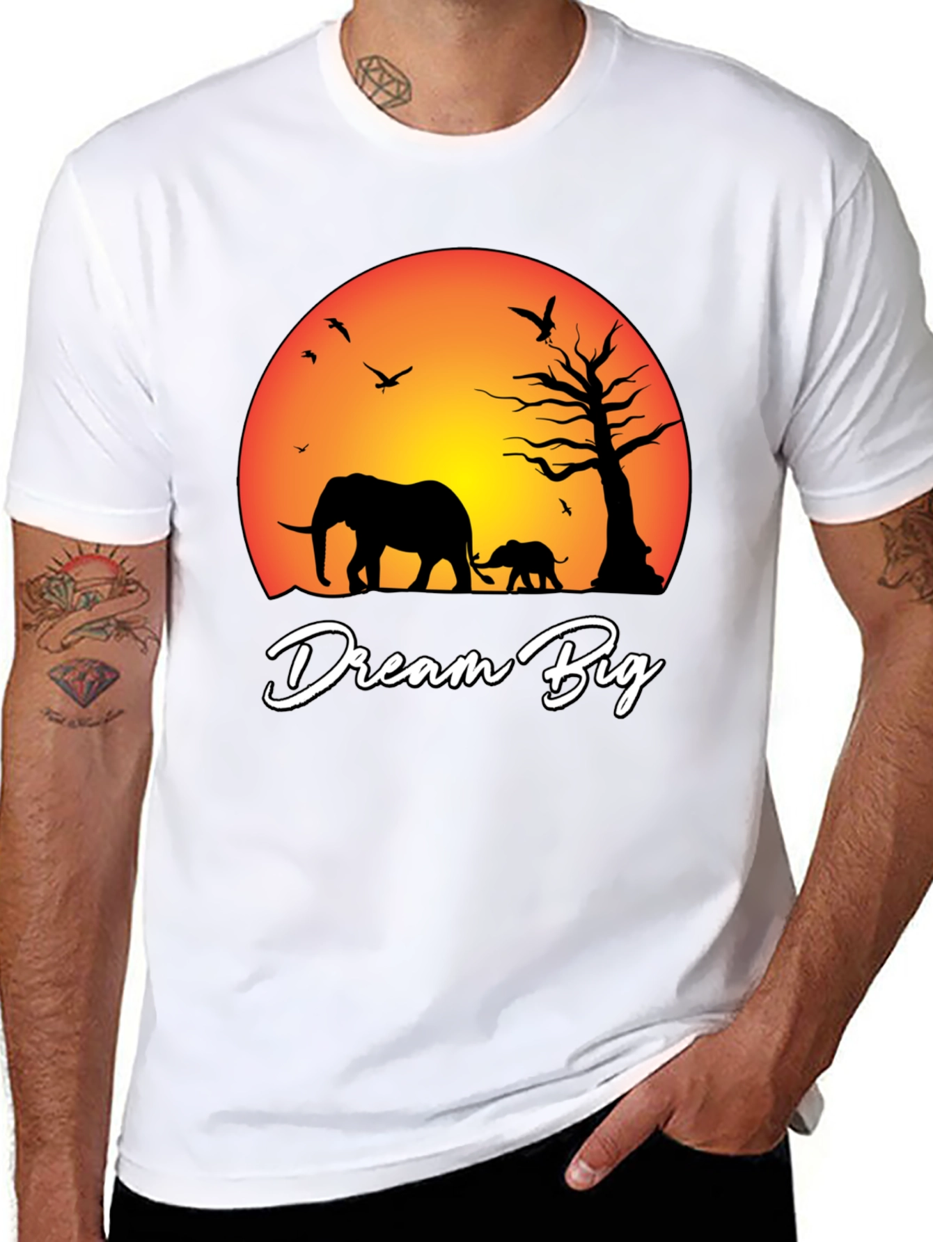 Dream Big Elephant Graphic Tee - Black