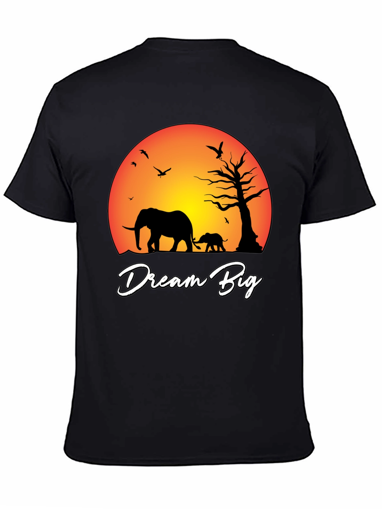 Dream Big Elephant Graphic Tee - Black