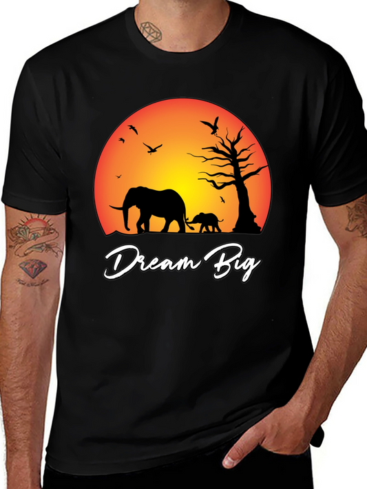 Dream Big Elephant Graphic Tee - Black