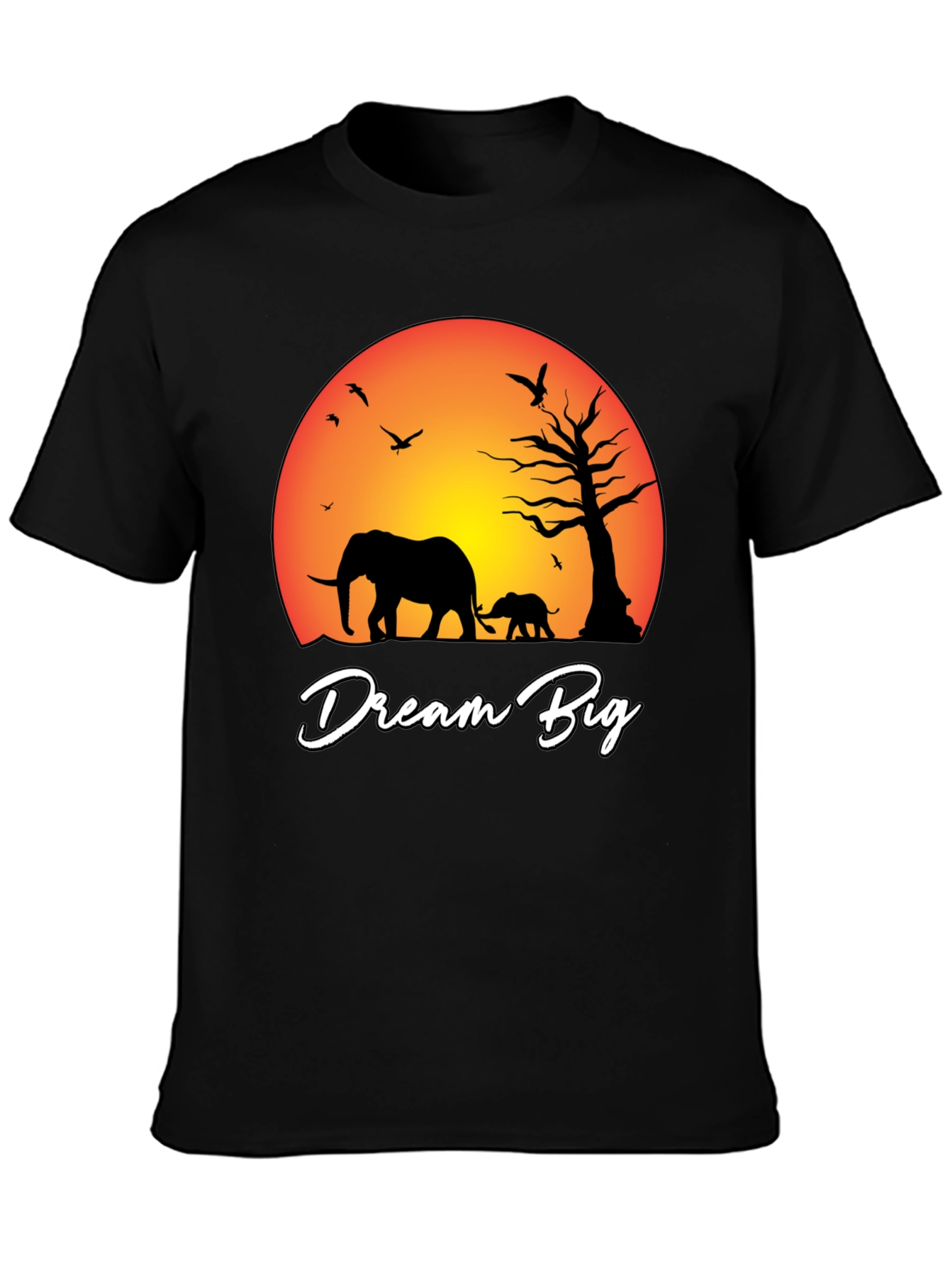 Dream Big Elephant Graphic Tee - Black