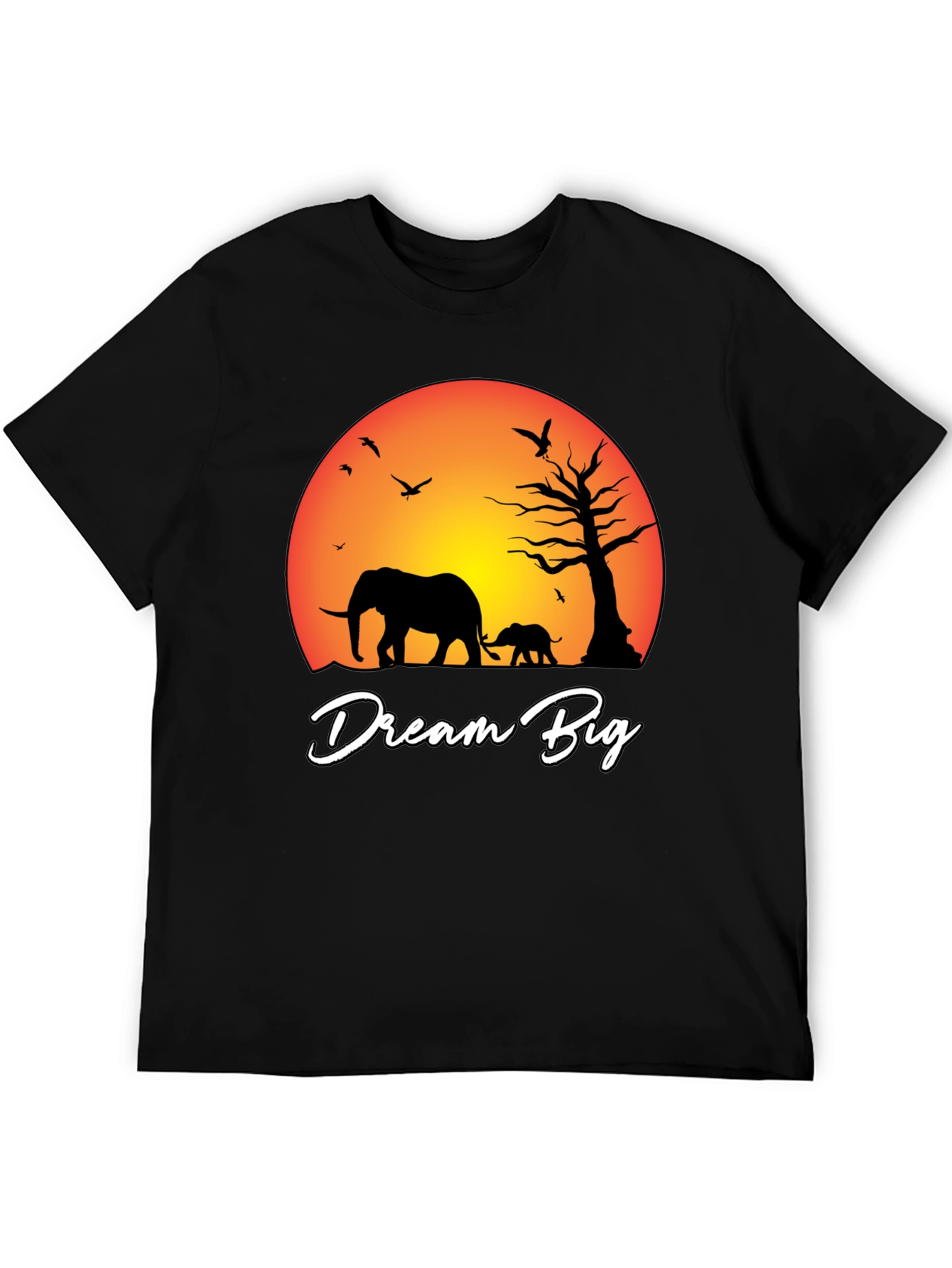 Dream Big Elephant Graphic Tee - Black