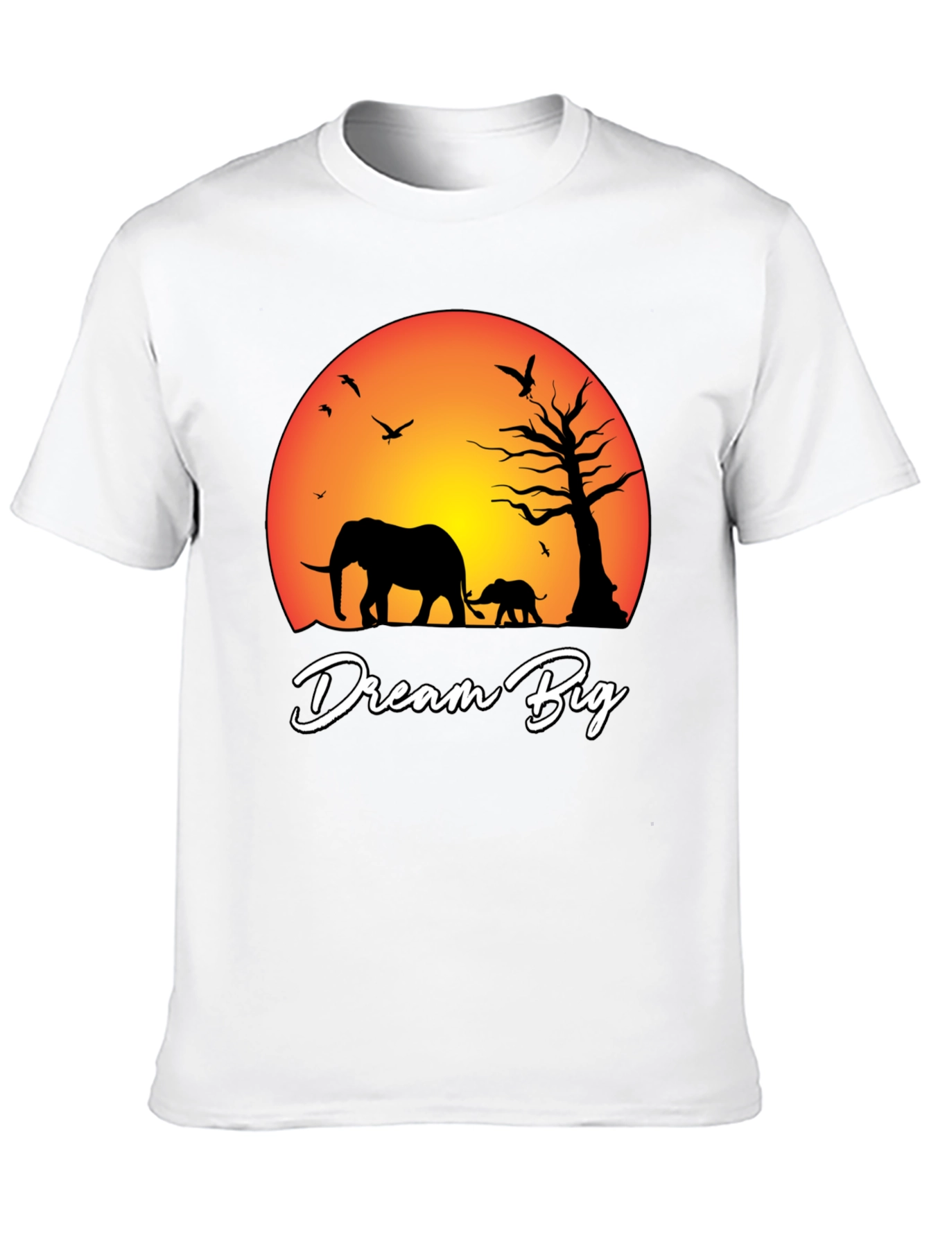 Dream Big Elephant Graphic Tee - Black