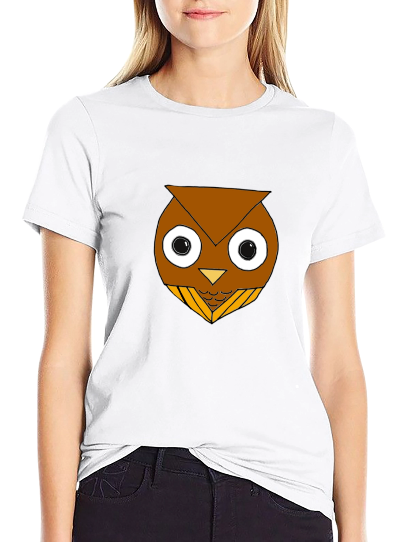 Funny Owl Graphic T-Shirt - Black Cotton Blend
