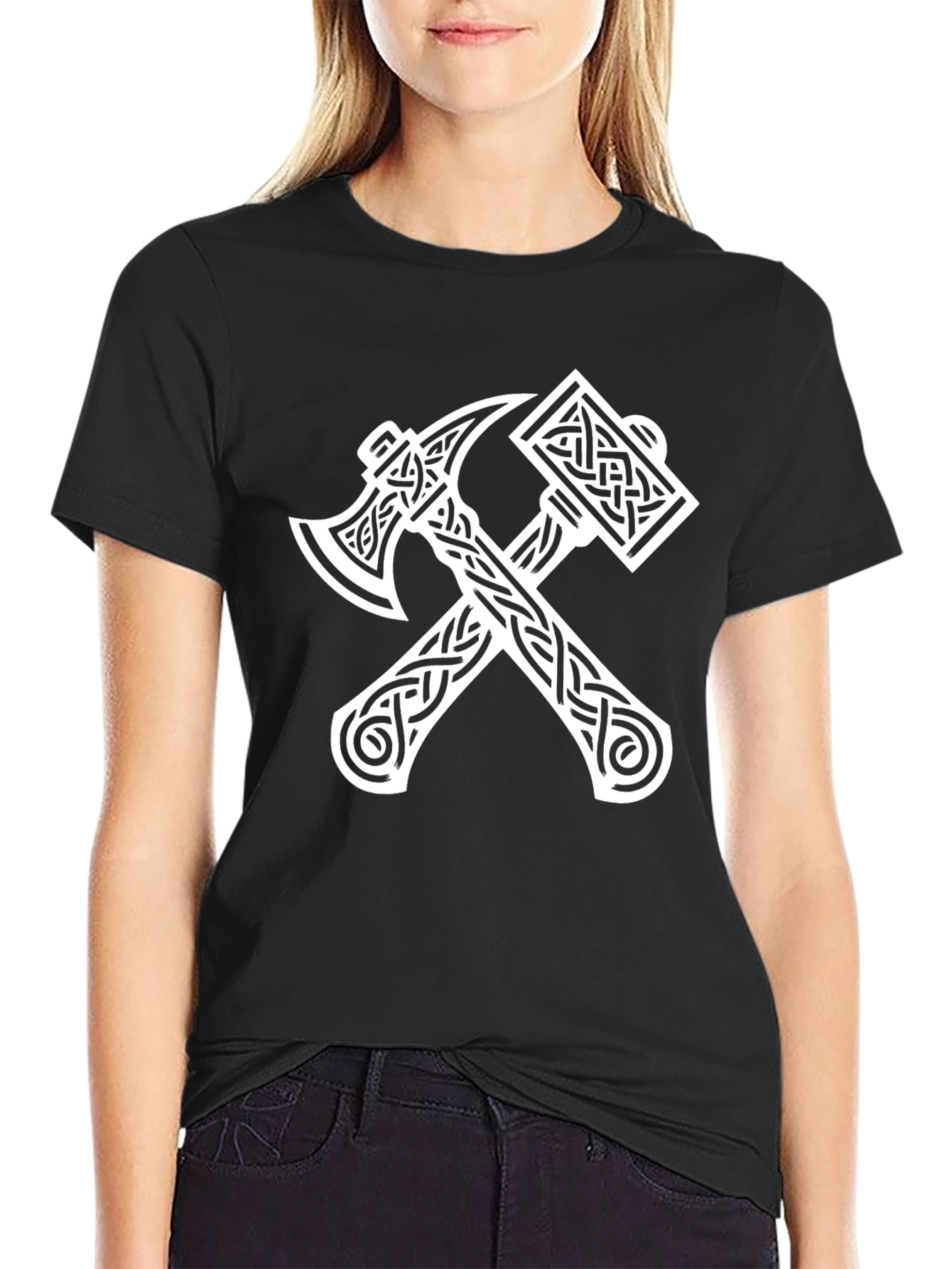 Viking Axe & Hammer Black T-Shirt
