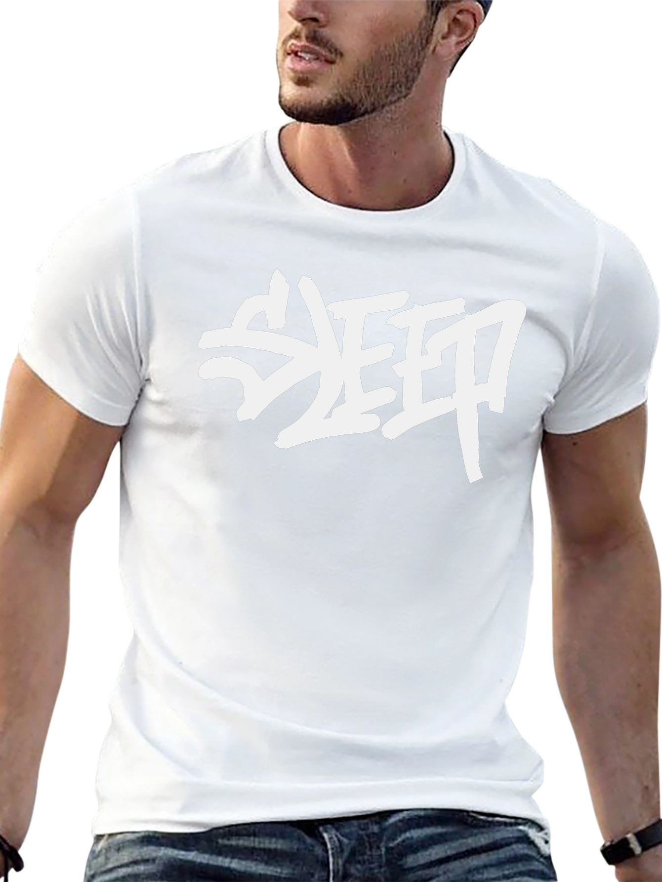 SLEEP Graphic Print Black Cotton T-Shirt