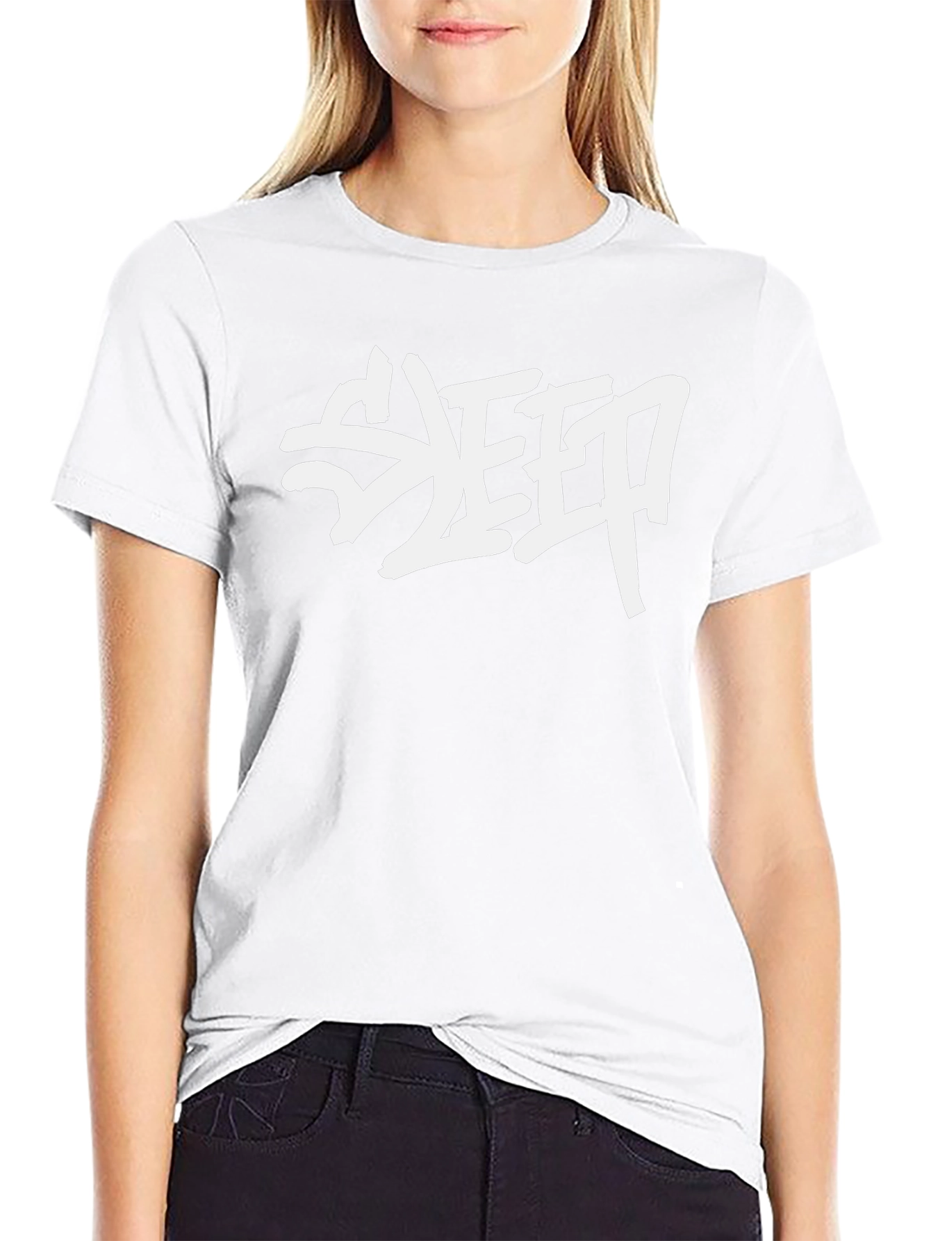 SLEEP Graphic Print Black Cotton T-Shirt