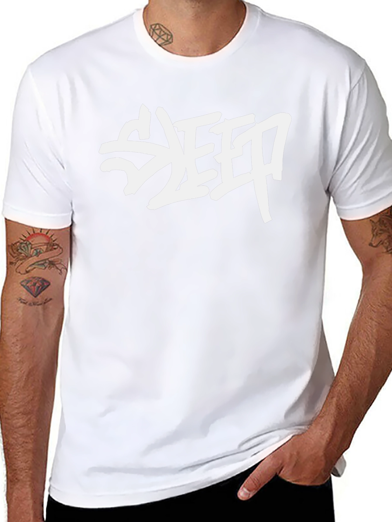 SLEEP Graphic Print Black Cotton T-Shirt