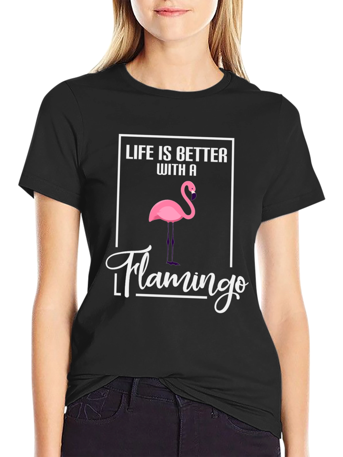 Life Is Better With A Flamingo Black T-Shirt