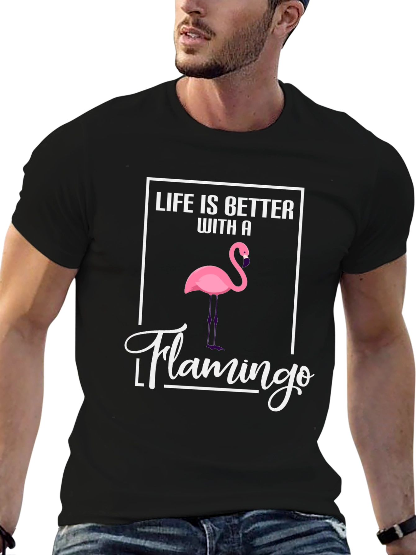 Life Is Better With A Flamingo Black T-Shirt