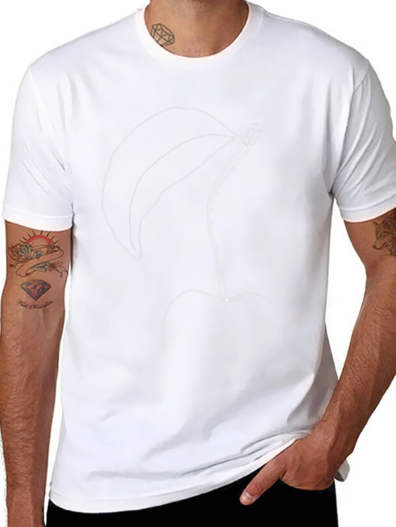 Minimalist Cherry Outline Graphic T-Shirt