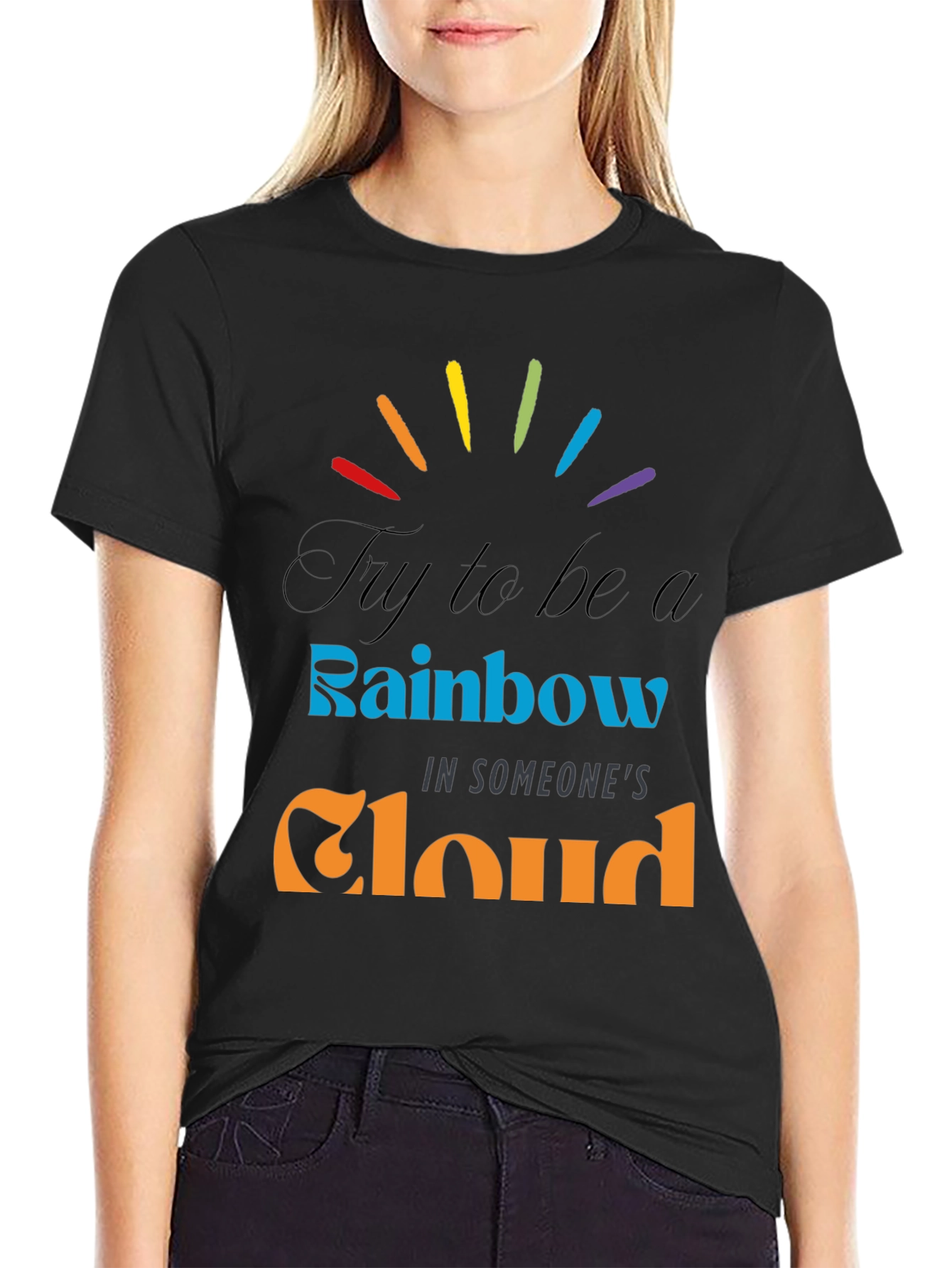 Rainbow Cloud Graphic Tee - Inspirational Comfort
