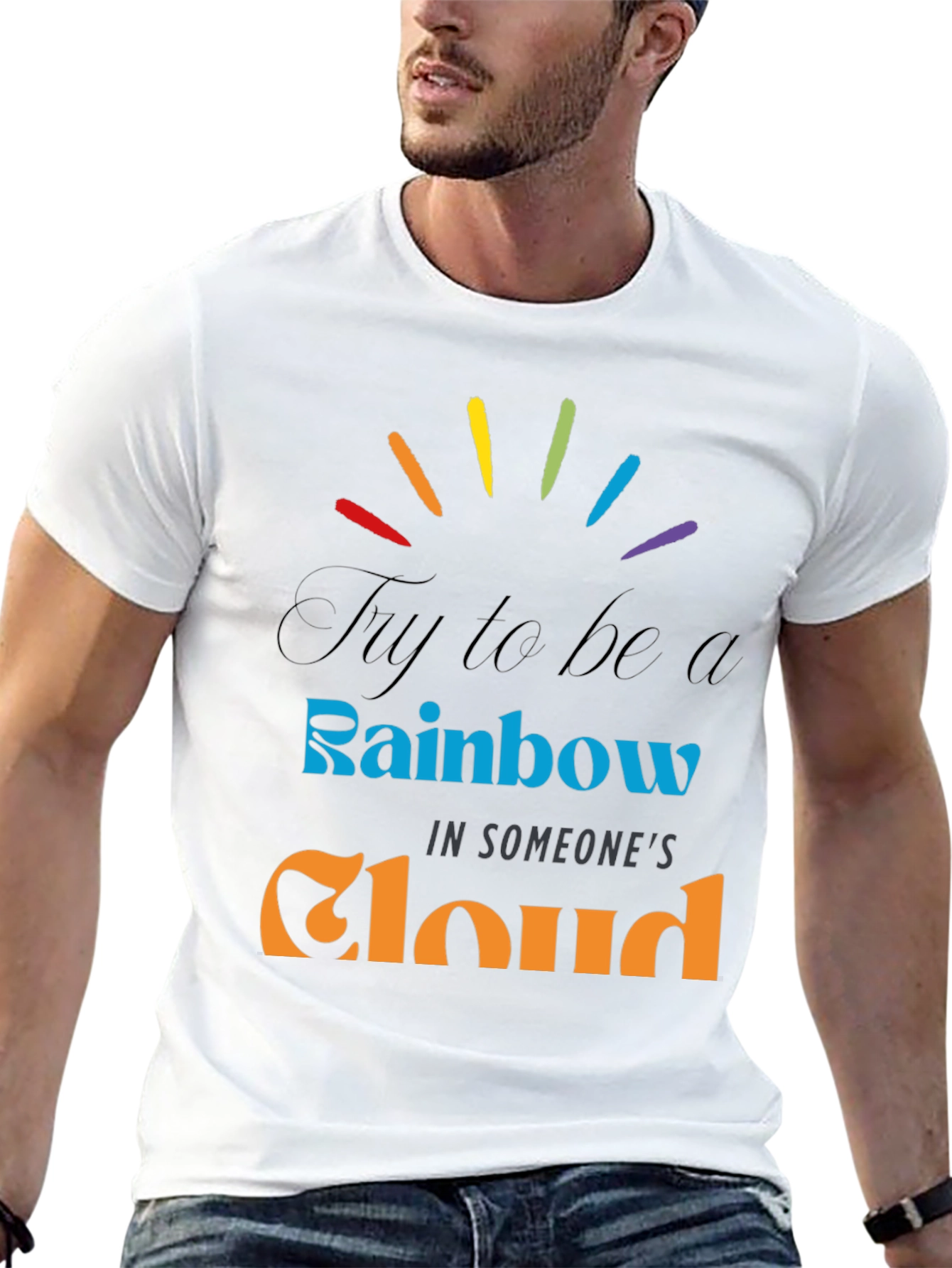 Rainbow Cloud Graphic Tee - Inspirational Comfort