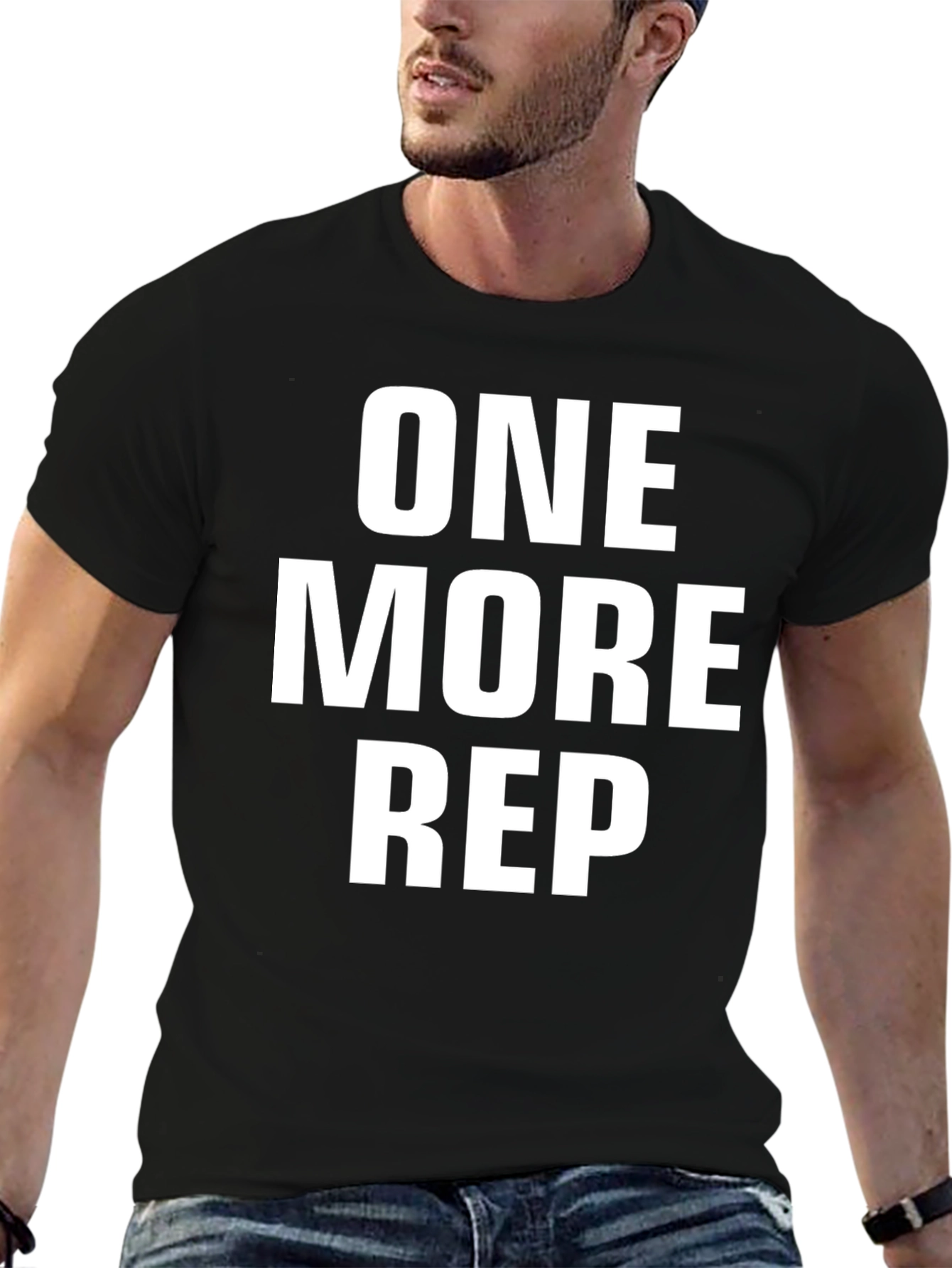 One More Rep Black Cotton T-Shirt