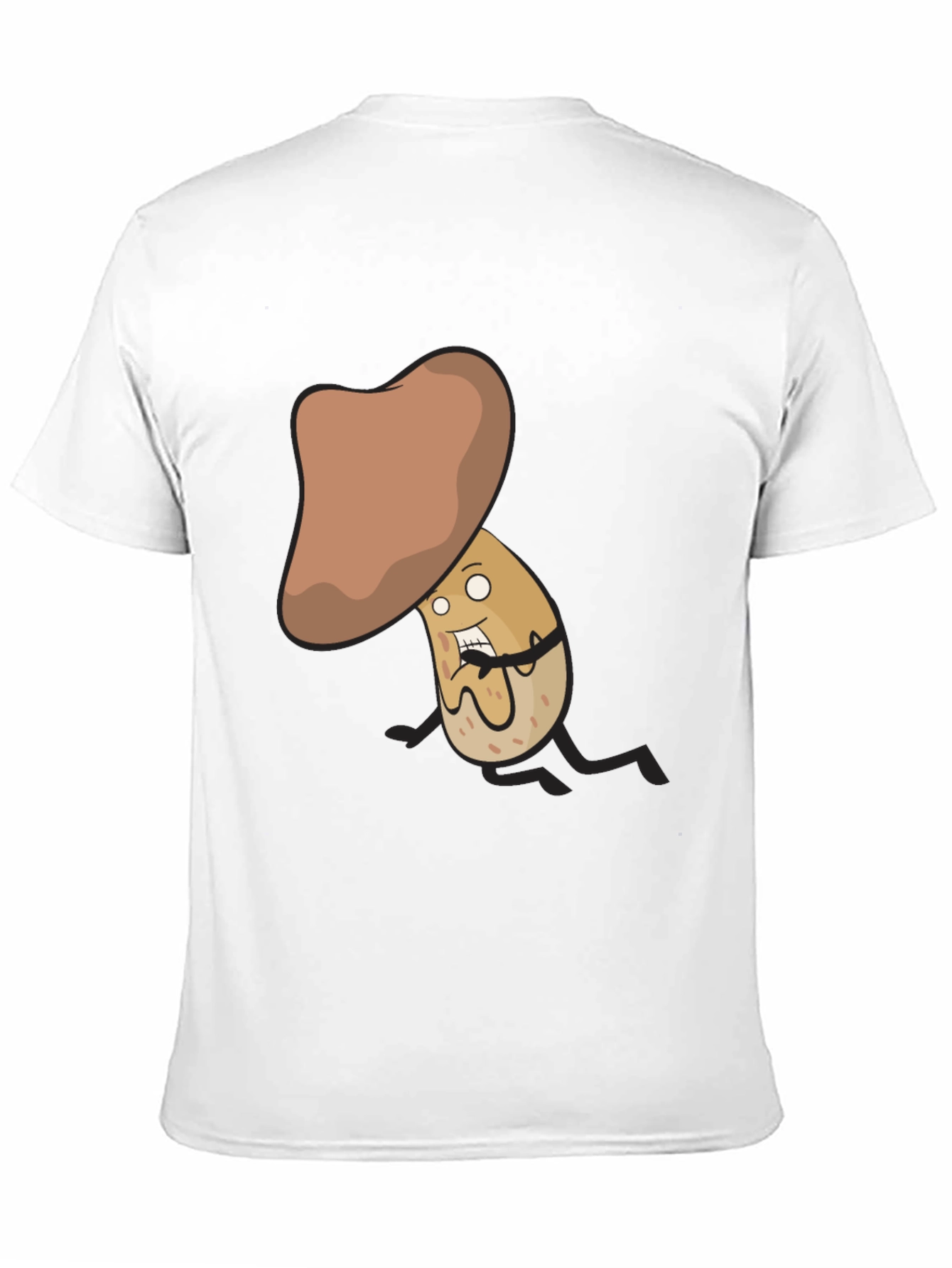Funny Mushroom Cartoon Character Black T-Shirt