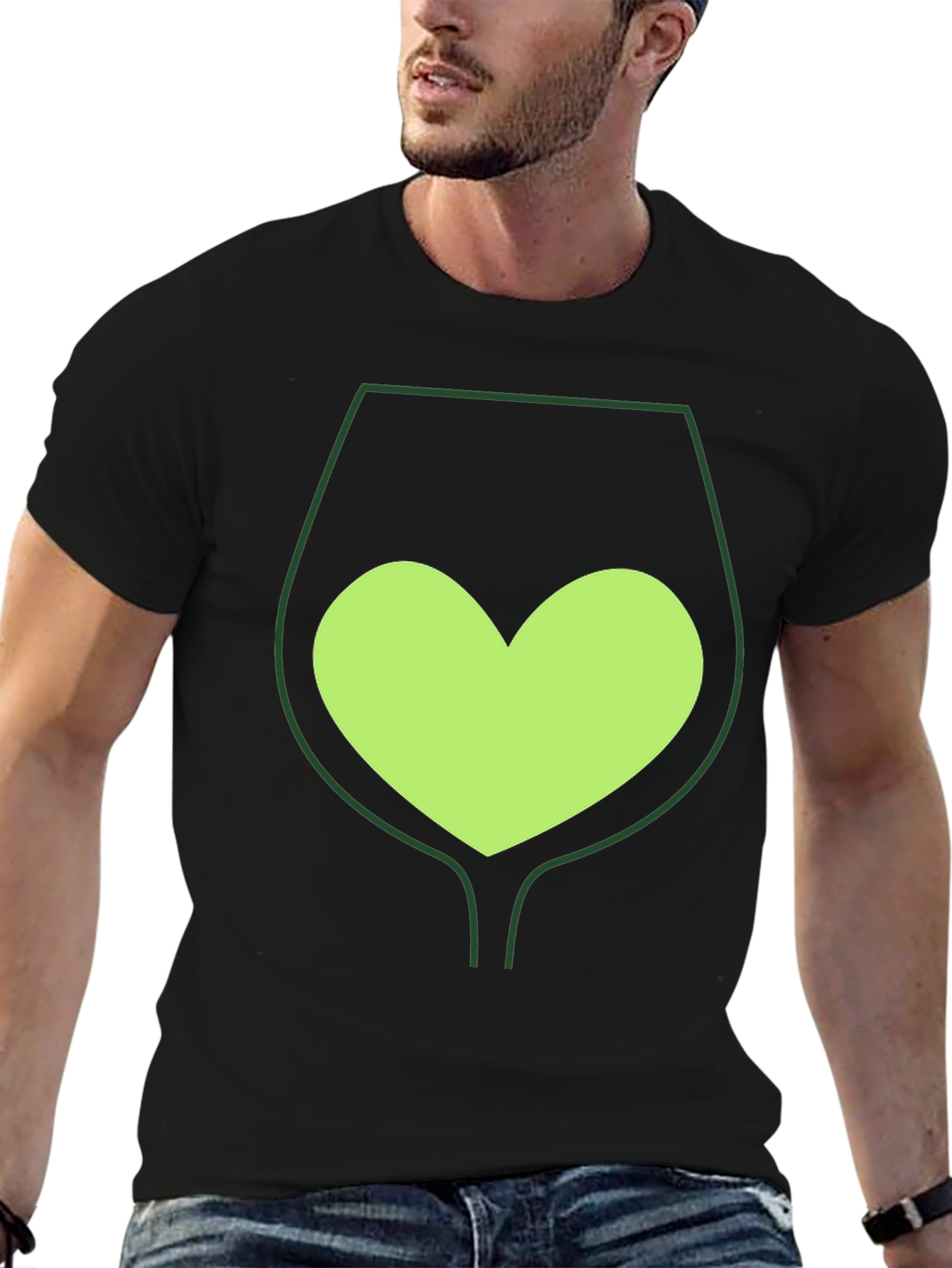 Wine Glass Heart Tee - Unique Graphic T-Shirt