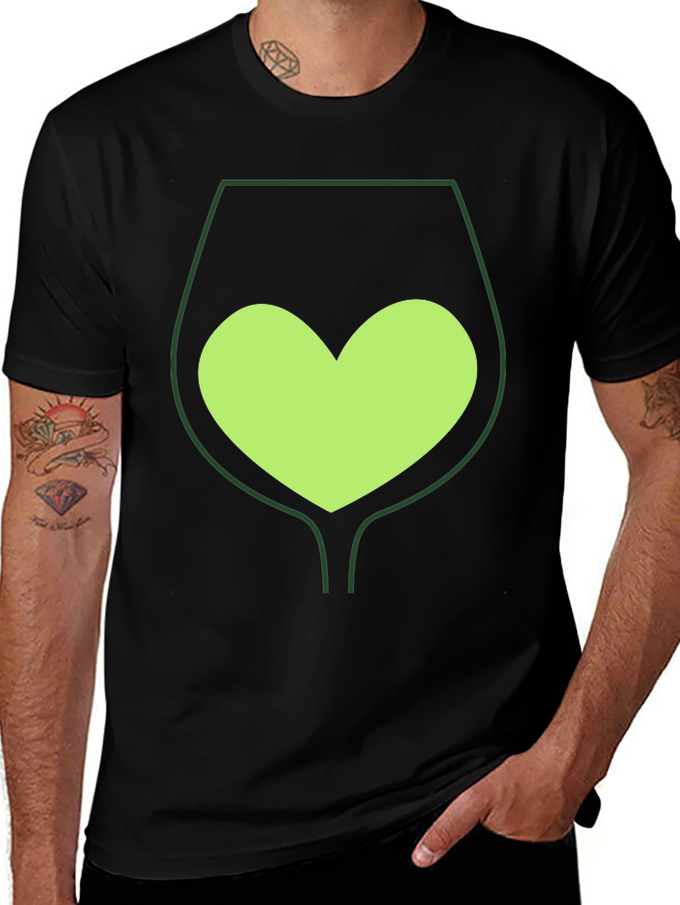 Wine Glass Heart Tee - Unique Graphic T-Shirt
