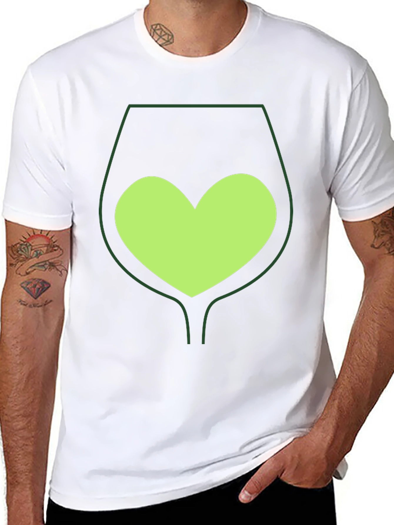 Wine Glass Heart Tee - Unique Graphic T-Shirt
