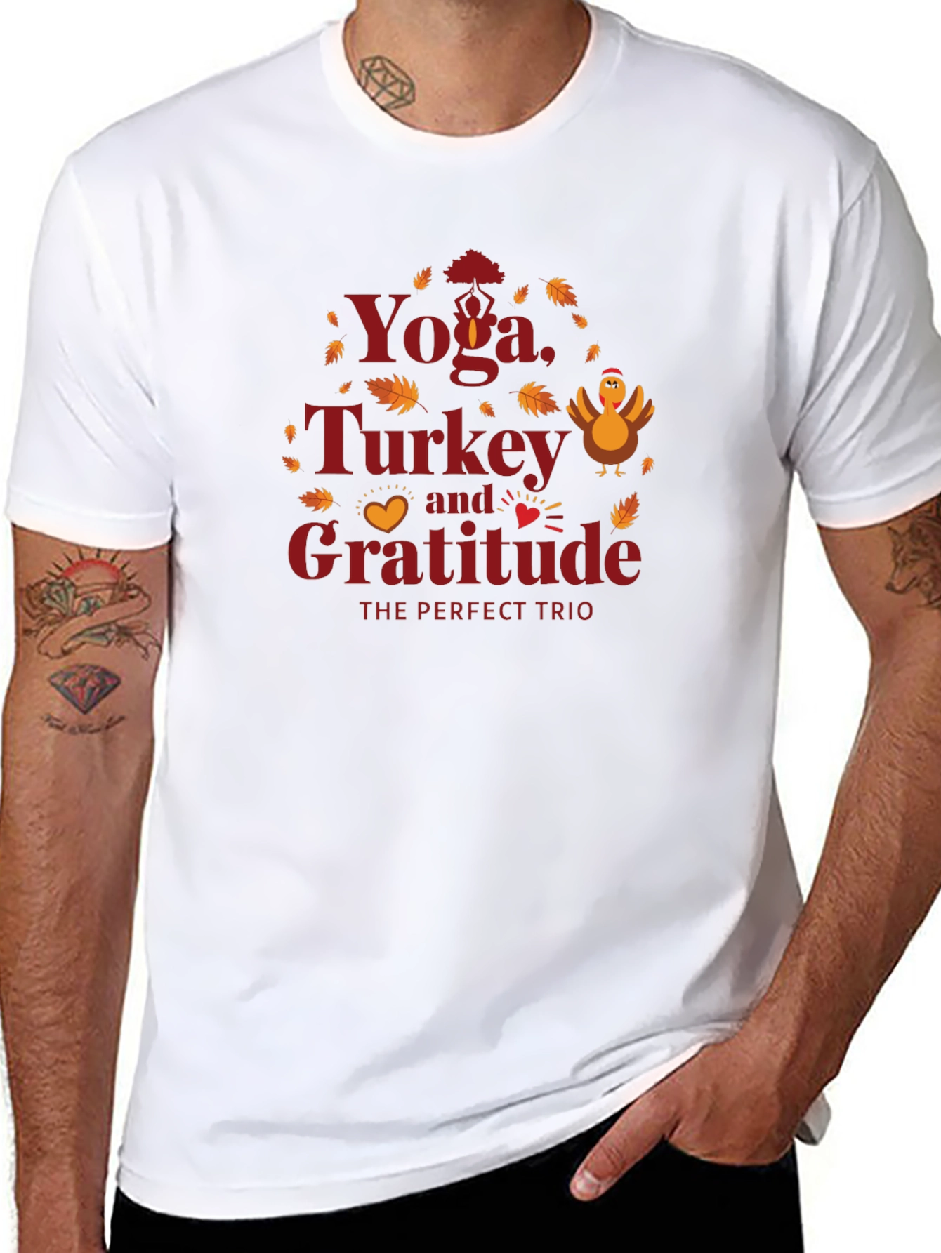 Yoga Turkey Gratitude Trio Black T-Shirt