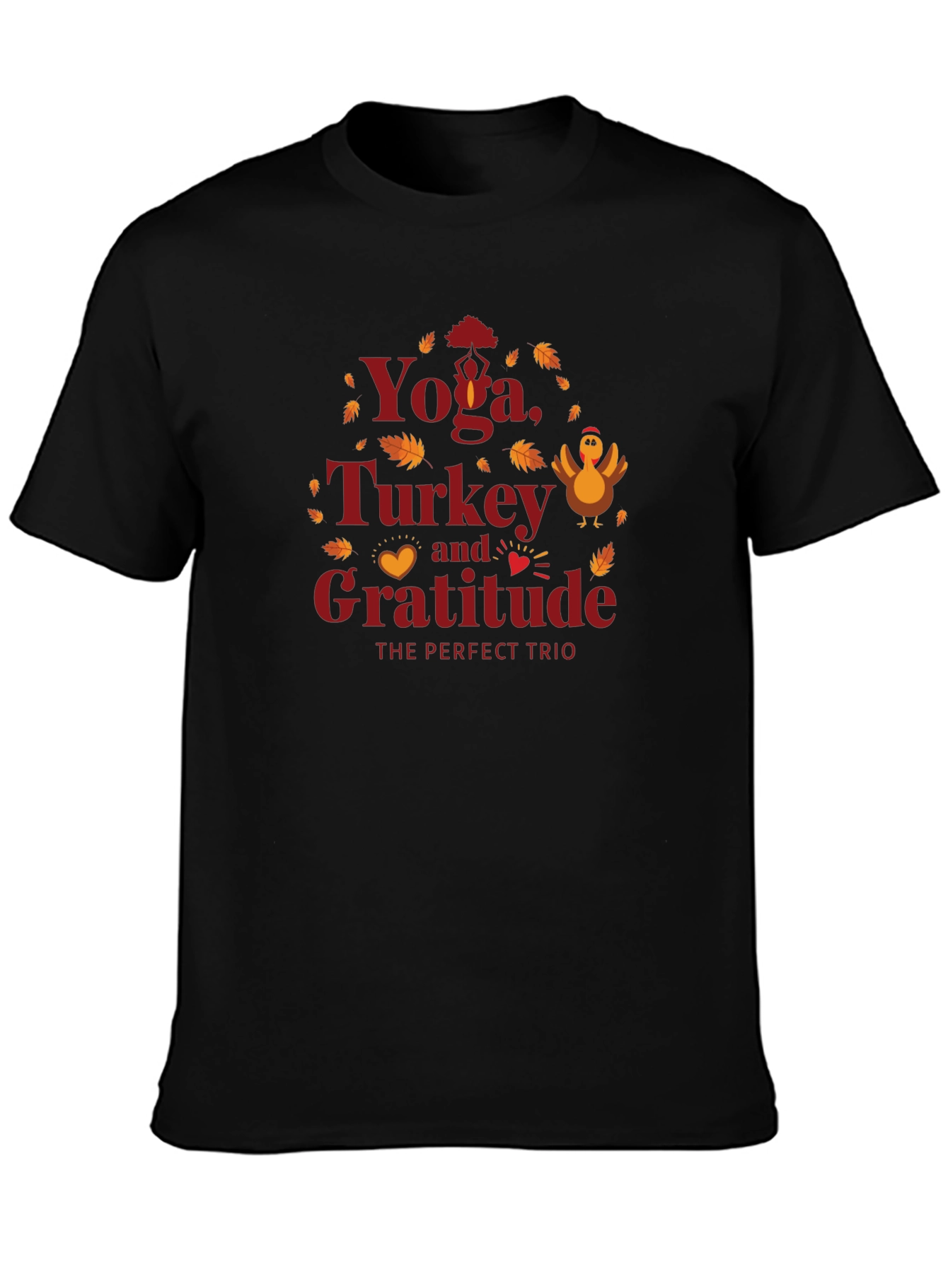Yoga Turkey Gratitude Trio Black T-Shirt
