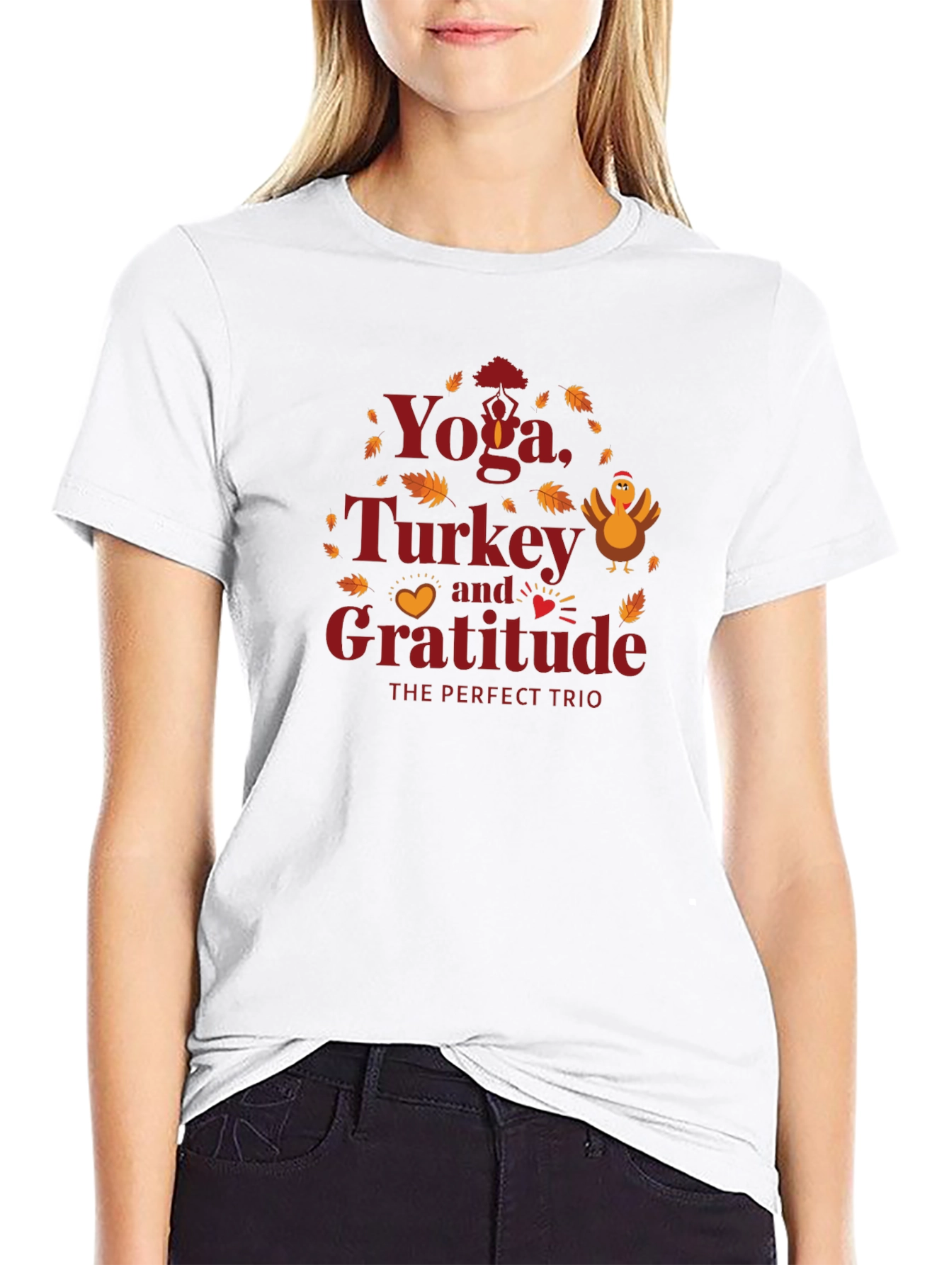 Yoga Turkey Gratitude Trio Black T-Shirt