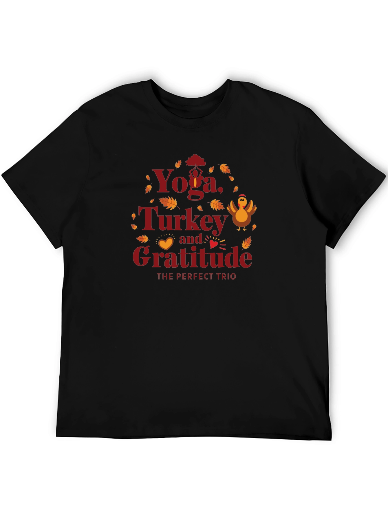 Yoga Turkey Gratitude Trio Black T-Shirt