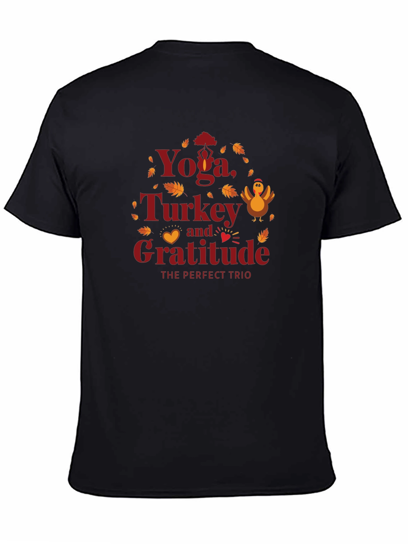 Yoga Turkey Gratitude Trio Black T-Shirt