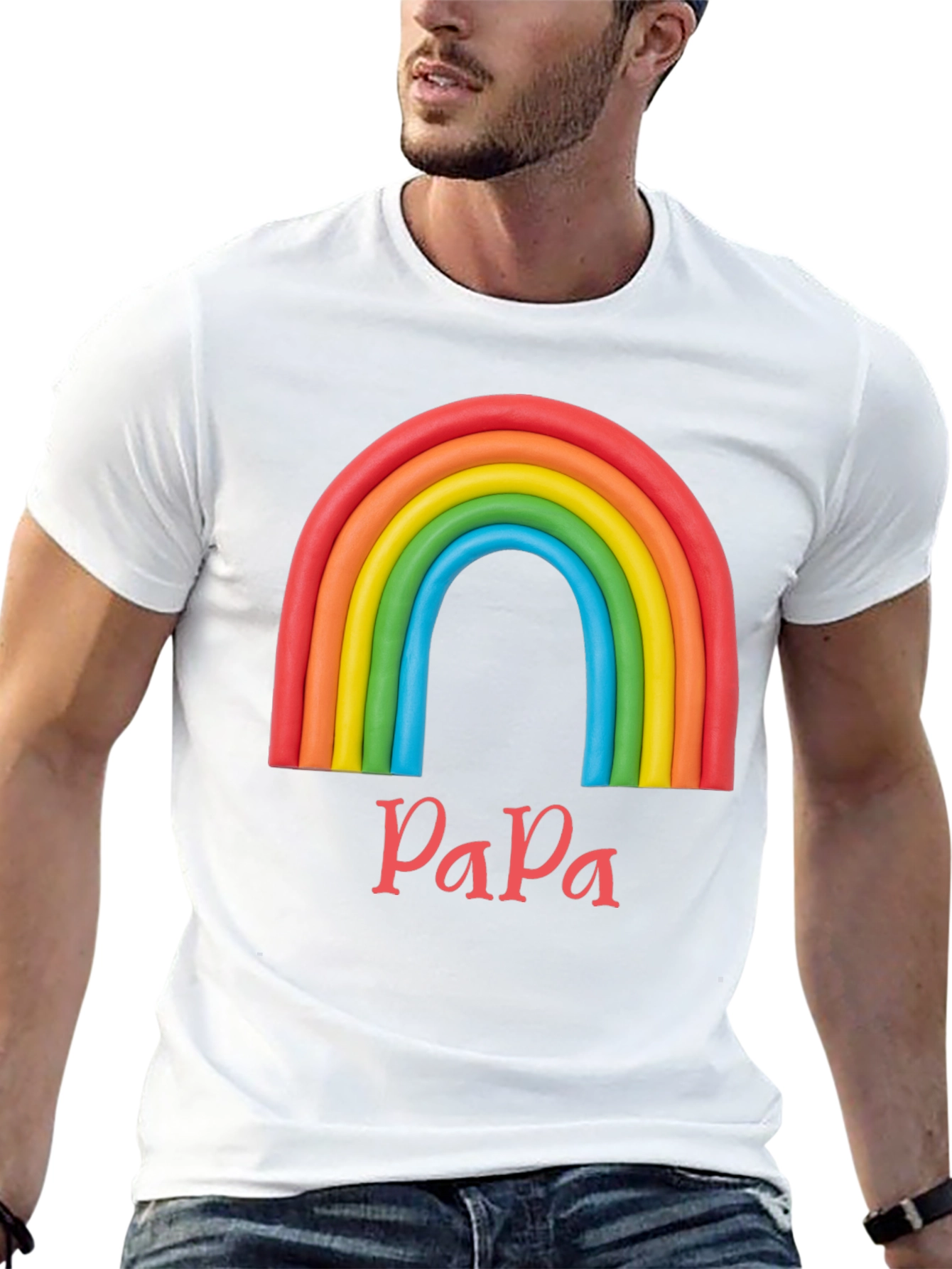 Rainbow Papa T-Shirt - Dad Pride