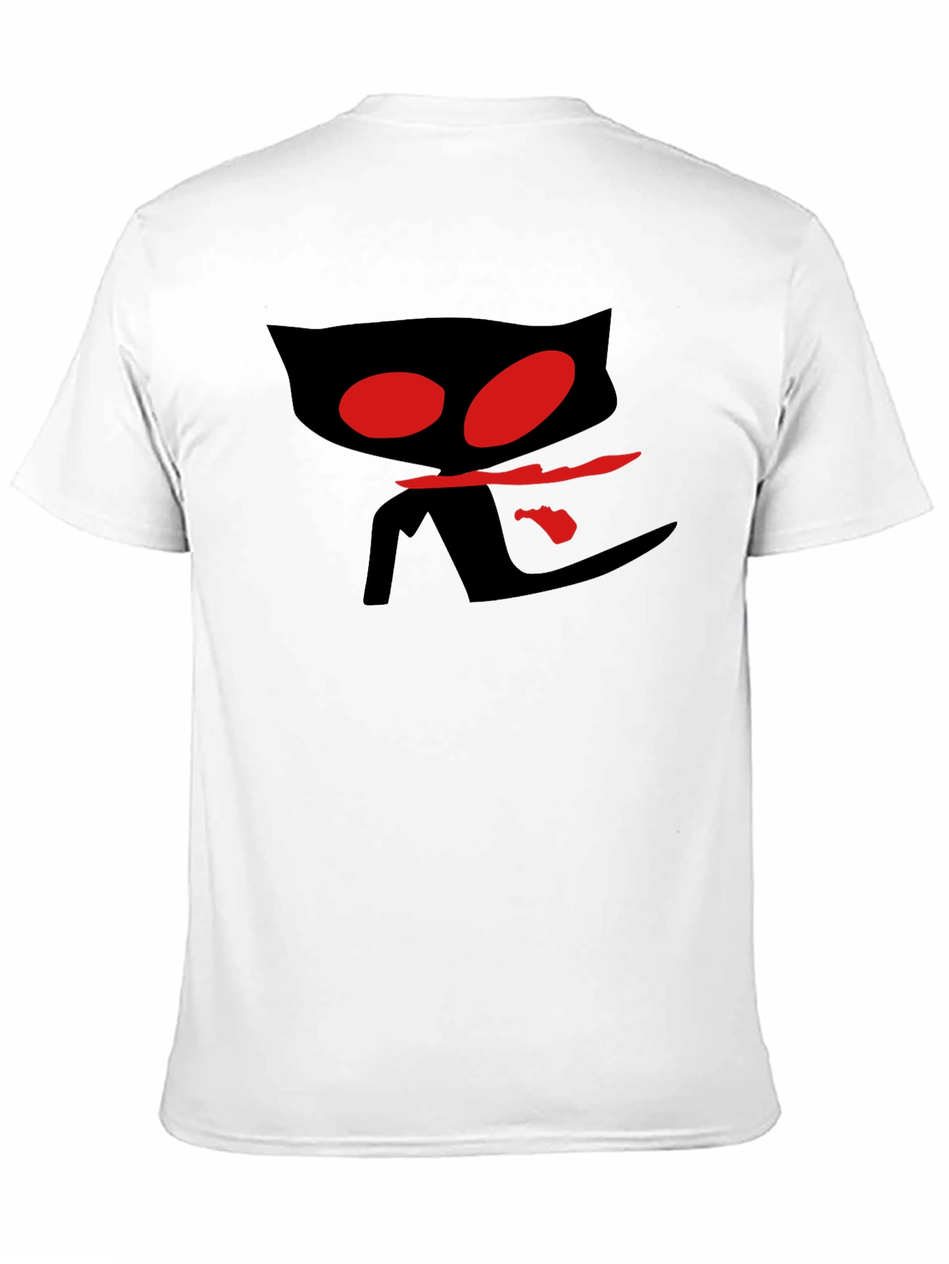 Mens Black T-Shirt with Red Eyed Cat Design
