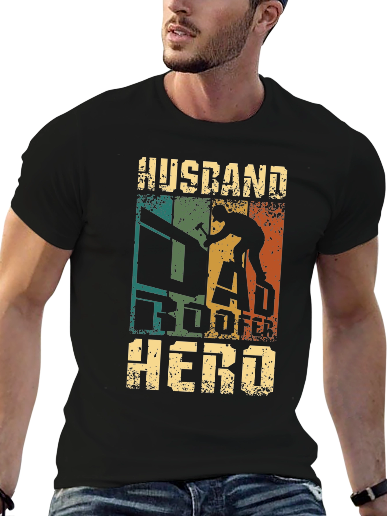 Husband Roofer Hero T-Shirt Gift for Roofing Dad