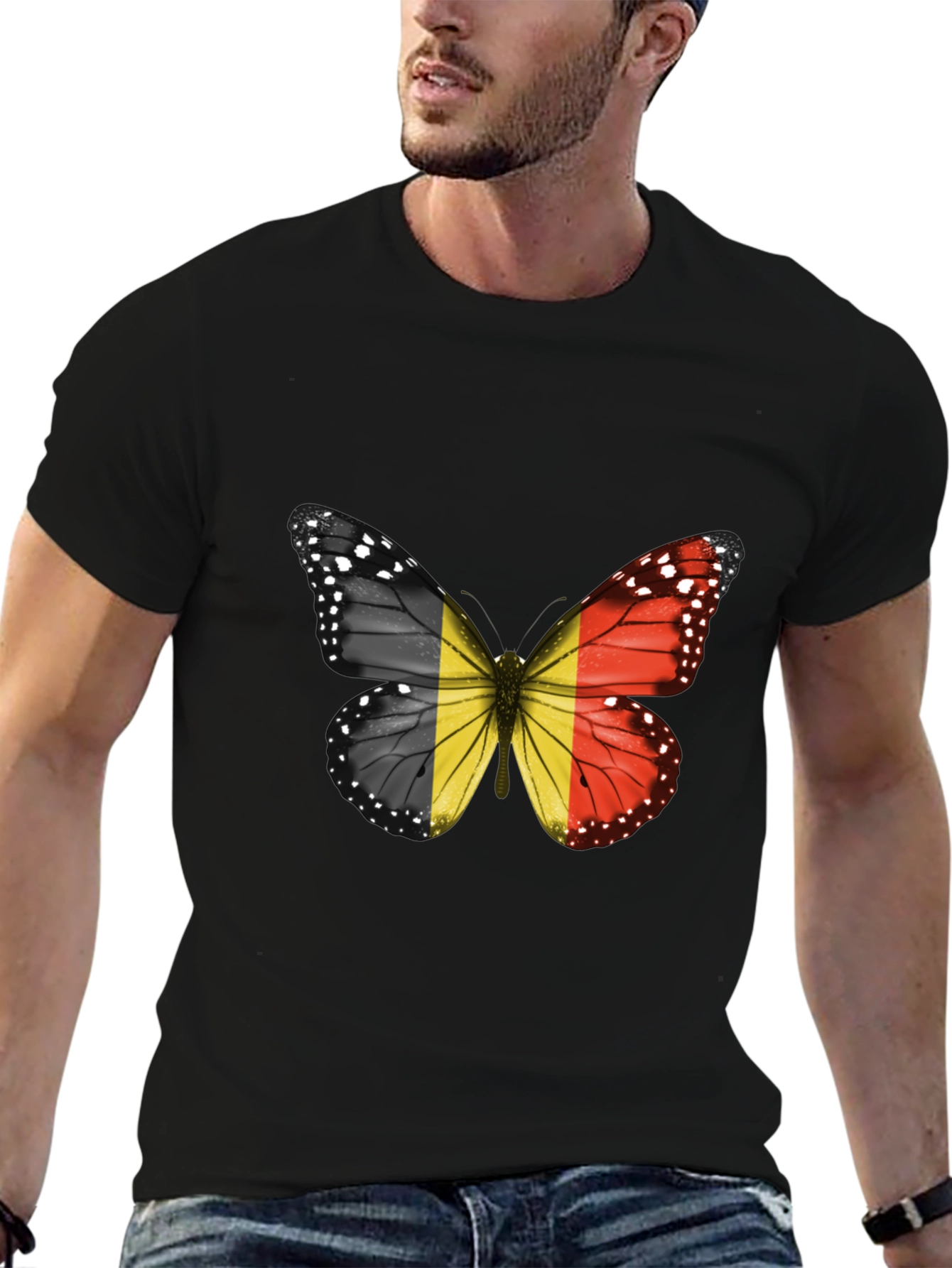 Belgium Flag Butterfly Graphic T-Shirt