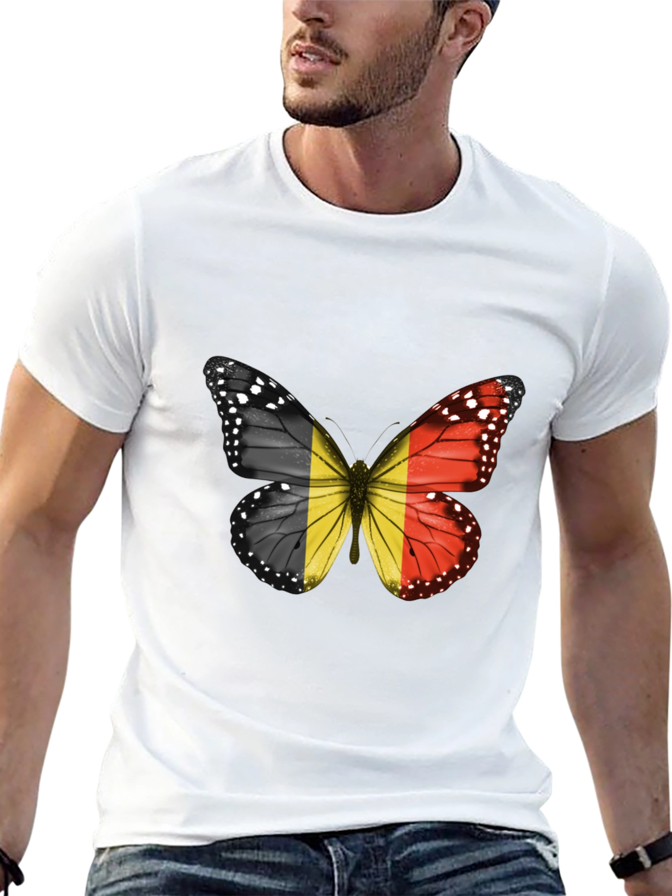 Belgium Flag Butterfly Graphic T-Shirt